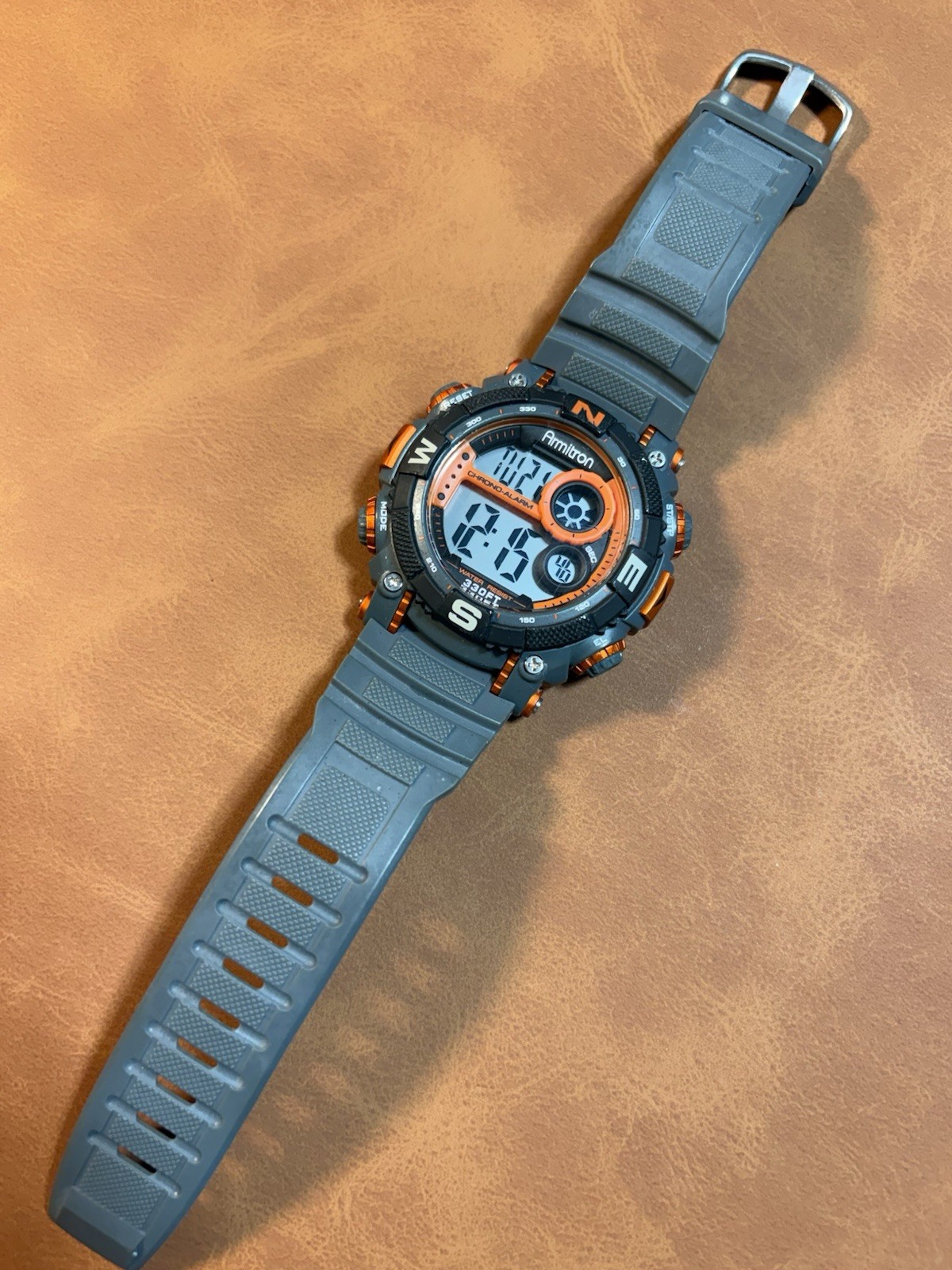 ARMITRON Digital 40/8284 Men’s Watch Orange & Gray WR100M,Chrono,Alarm,Runs