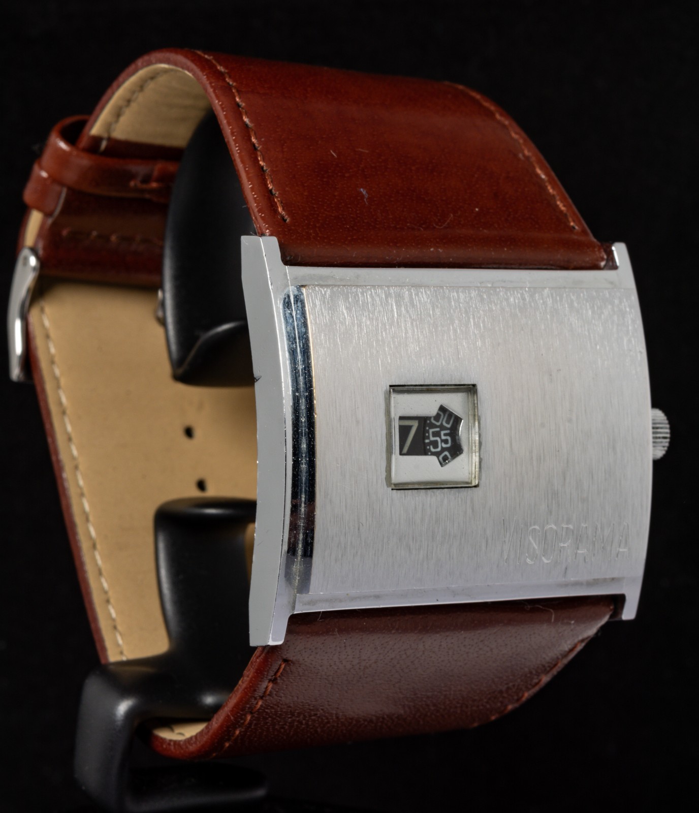 Visorama Jump Hour Space Age Brushed Men’s Hand-Wind Vintage Watch — Working
