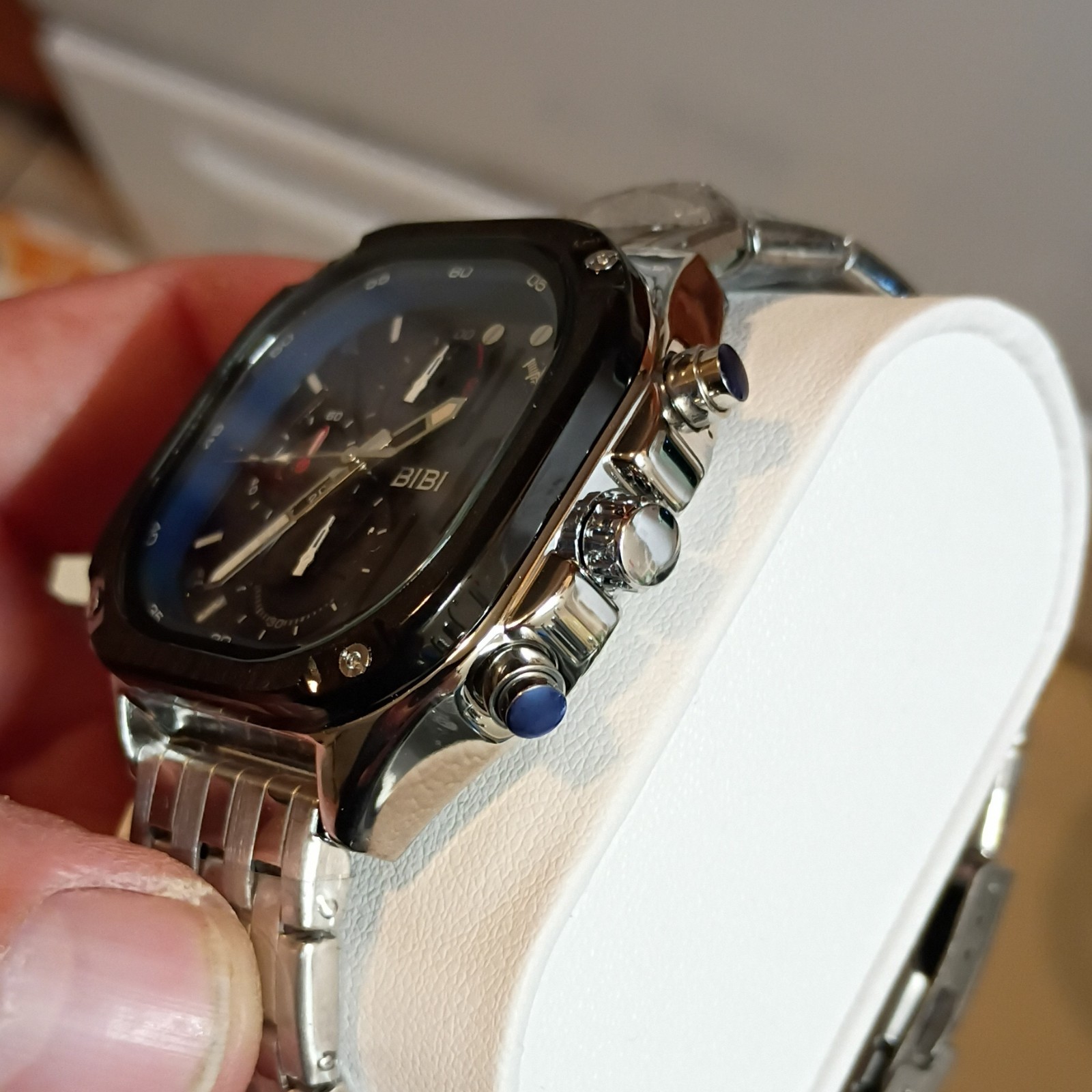 BIBI Luxury Watch Men’s Quartz Chronograph Date Blue Dial SS Bracelet w/ Box