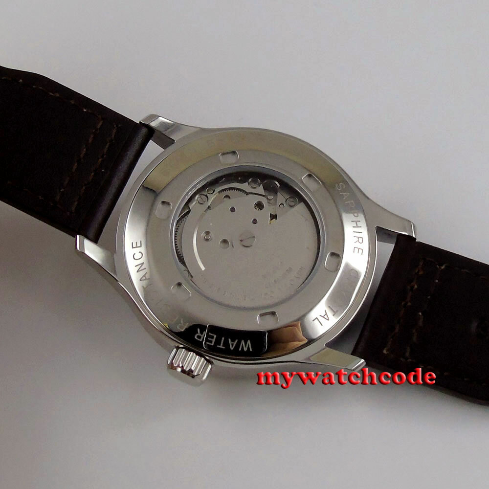 42mm corgeut black dial luminous sapphire glass miyota 8215 automatic mens watch