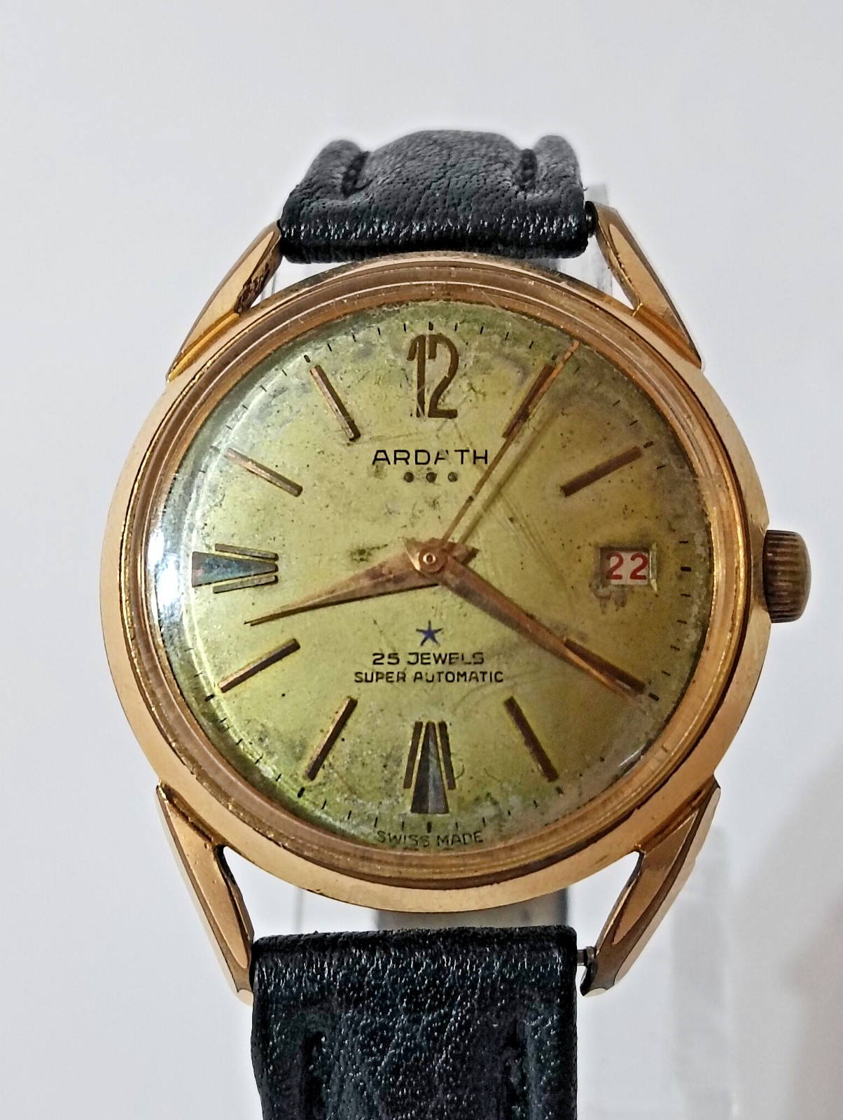 Vintage Ardath Super Automatic 25 Jewels Swiss Made Men’s Watch Date Ref. 14532