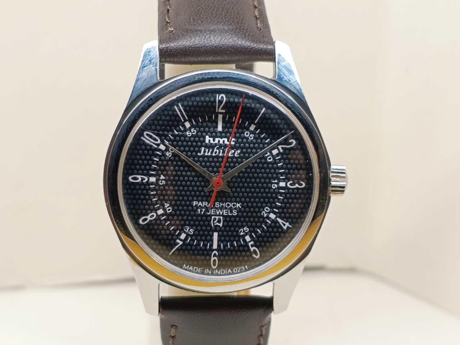 HAND WINDING VINTAGE HMT JUBILEE BLACK DIAL MECHANICAL WATCH FOR MENS