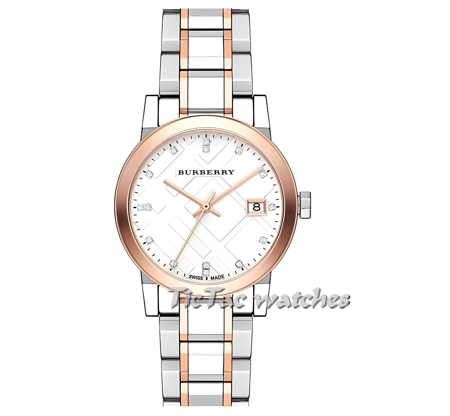 BURBERRY BU9127 WOMENS ROSE GOLD SILVER TONE WATCH BRAND NEW – 2 YEARS WARRANTY
