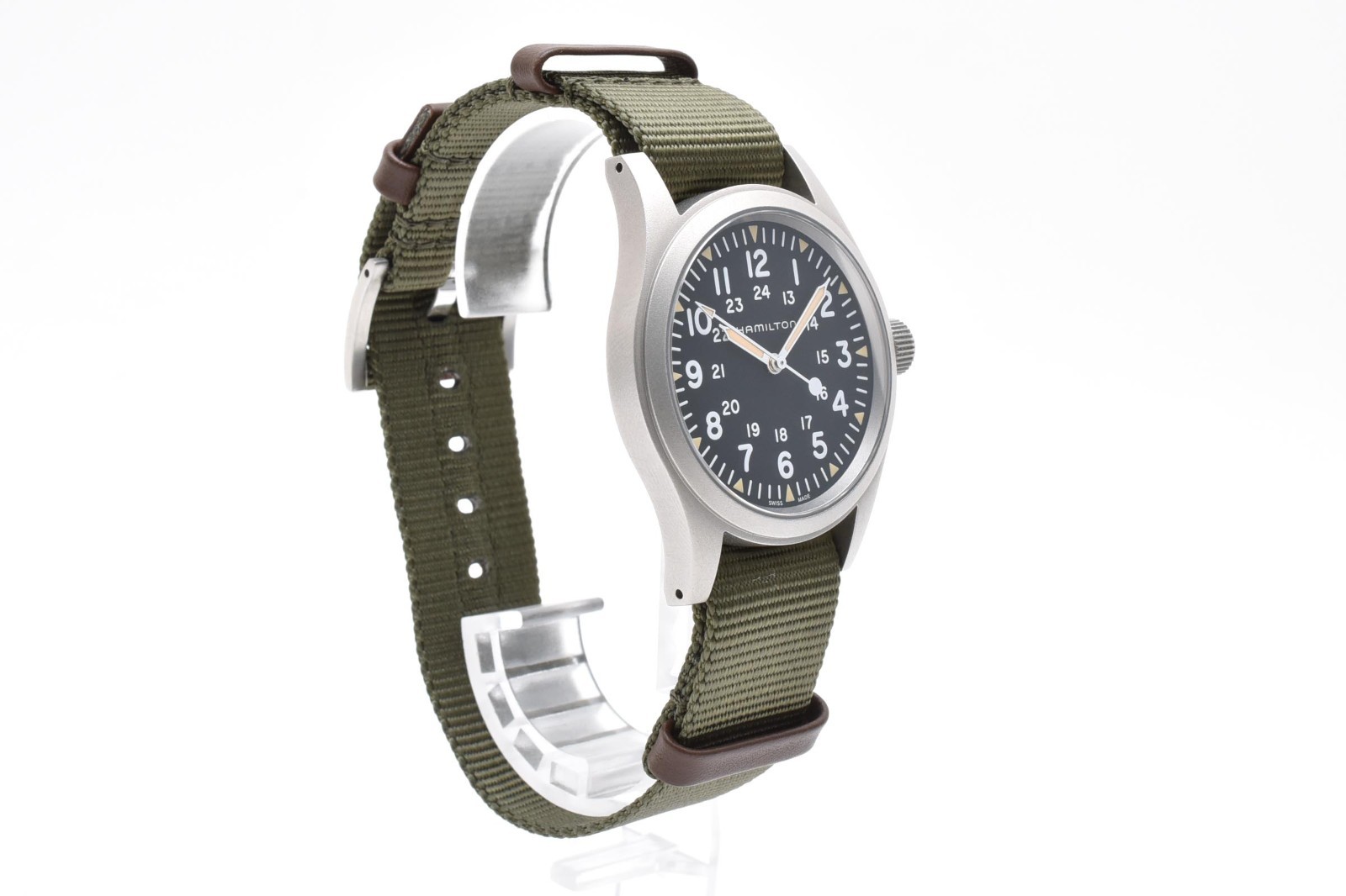 HAMILTON Khaki Field Mechanical 38mm Black Dial Full Set Box & Extra Strap