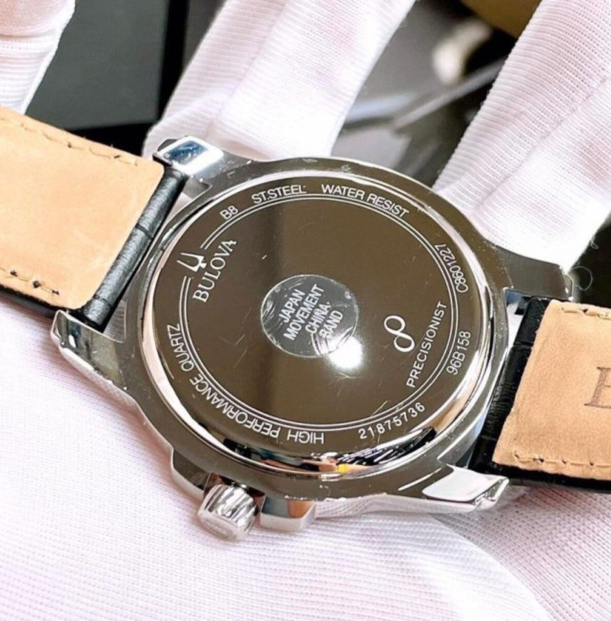 Bulova Gray Dial 96B158 Precisionist Silver Tone Black Leather Band Men’s Watch