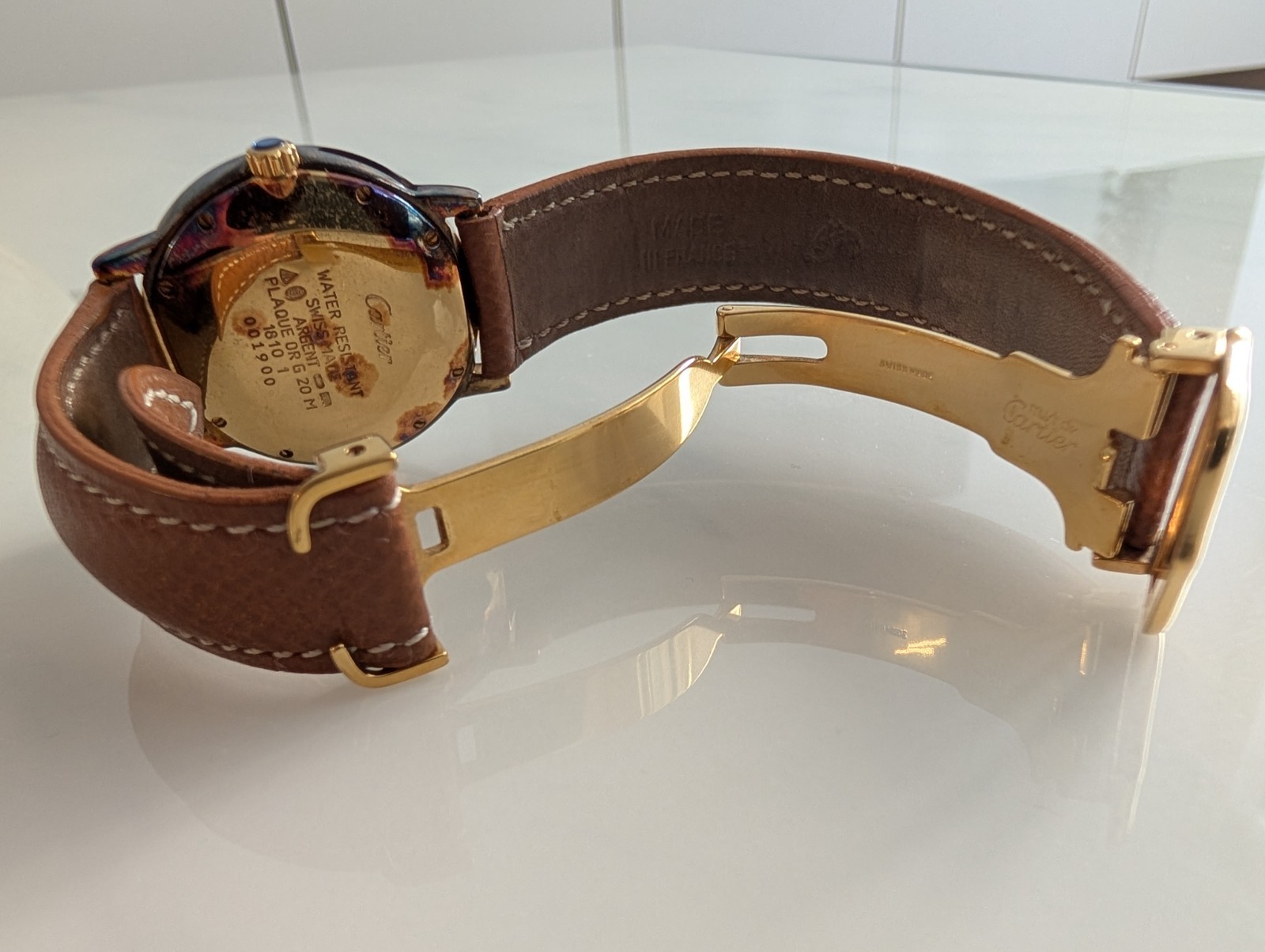 Cartier Must De Cartier Ronde 1810 1 18K Gold Silver 33mm Quartz Watch Box Paper