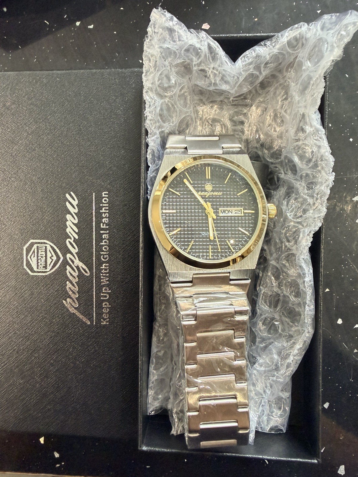 PAAZOMU Men’s Quartz Watch Steel Bracelet Day Date Luminous 30M Waterproof