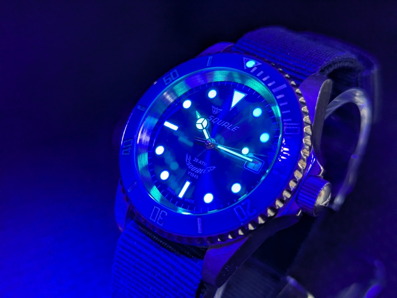 Squale Y1545 20 ATM Swiss Made Automatic Divers Watch – Blue Dial/Bezel