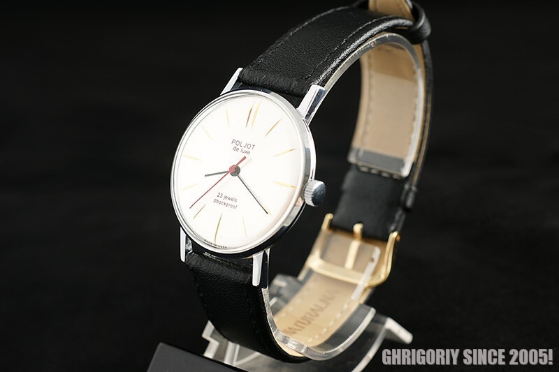 Extremely RARE Russian Gold Plated slim Luxury watch POLJOT De Luxe ПОЛЕТ 1970!