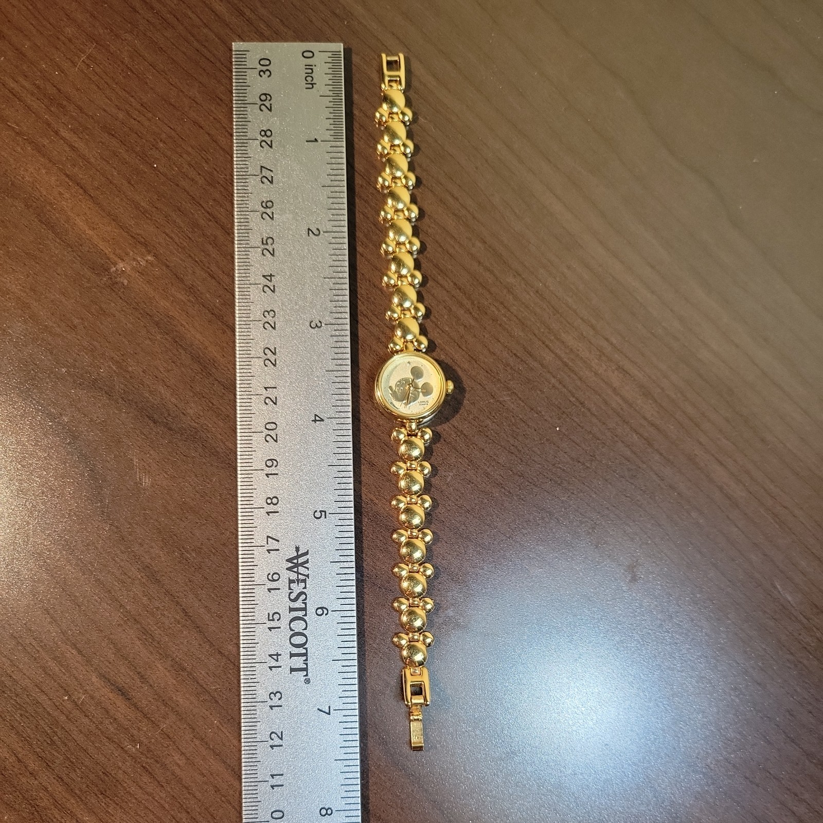 Disney Lorus Womens Watch 14mm Mickey Mouse Head Band, Gold Tone 7.25″