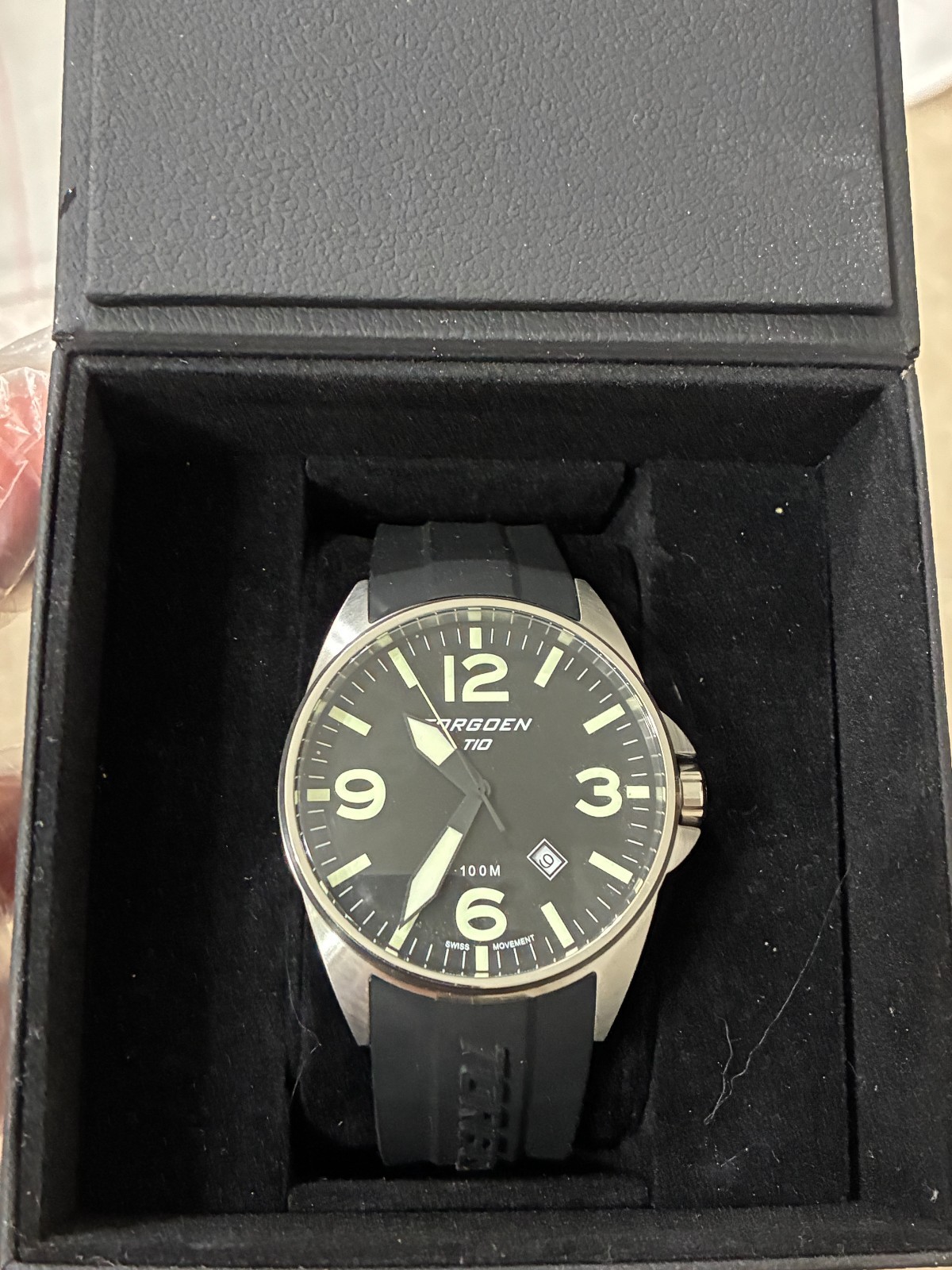 Torgoen T10 Men’s Swiss Pilot Watch Black Dial 44mm Sapphire Crystal T10
