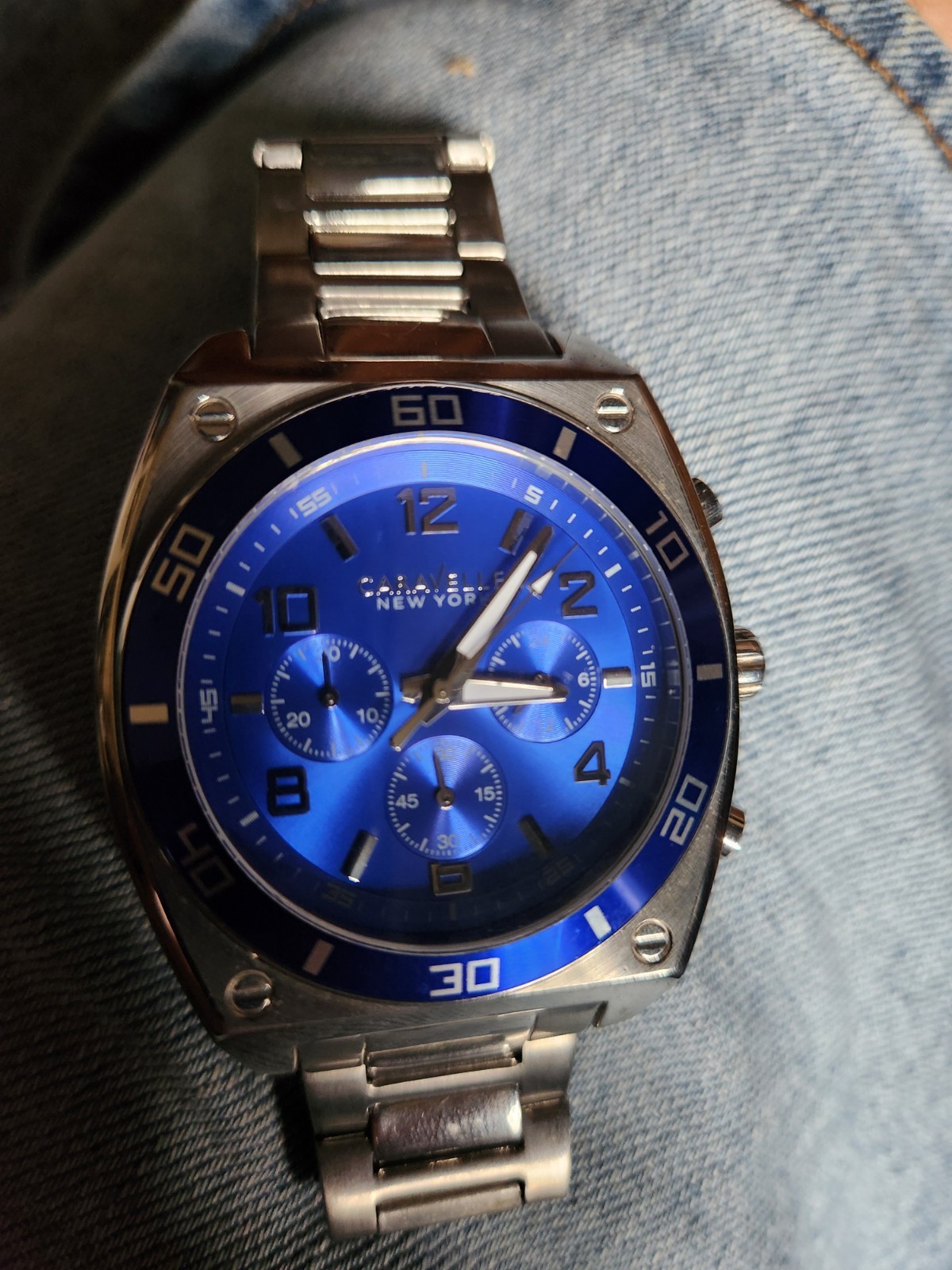 Bulova Caravelle Chronograph Men’s Blue Dial Quartz Watch 45A109