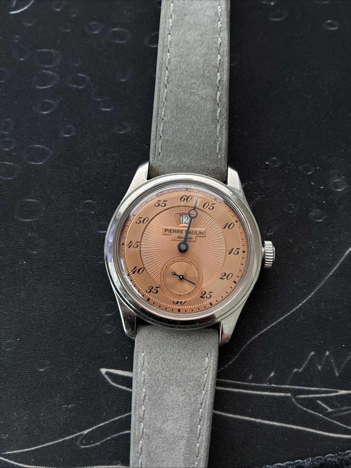 Pierre Paulin Jumping Hour Men’s Watch Salmon Dial Automatic ST17 38mm Vintage