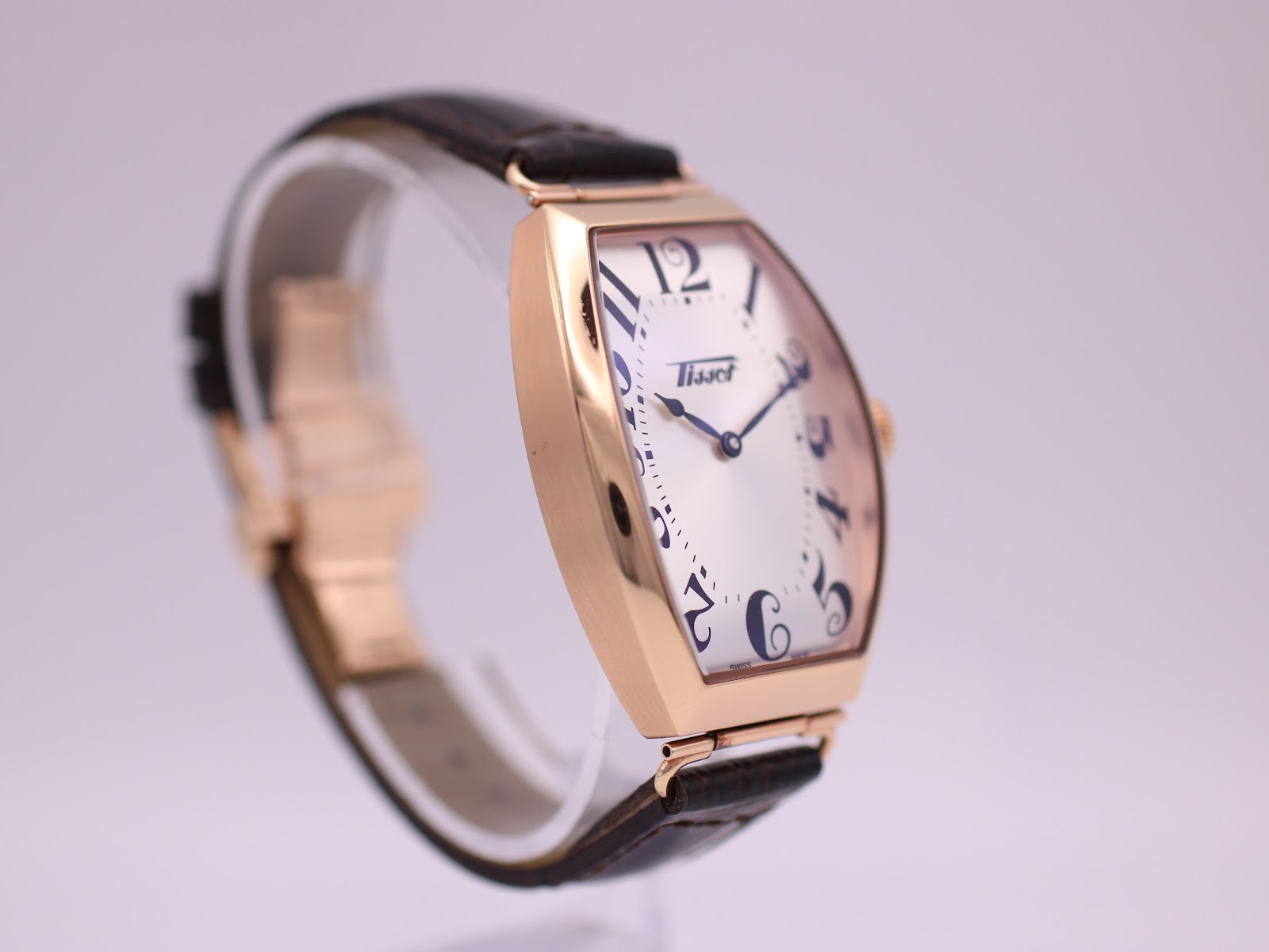 Tissot T128509 A tonneau rose gold PVD quartz watch with cream dial, original bo
