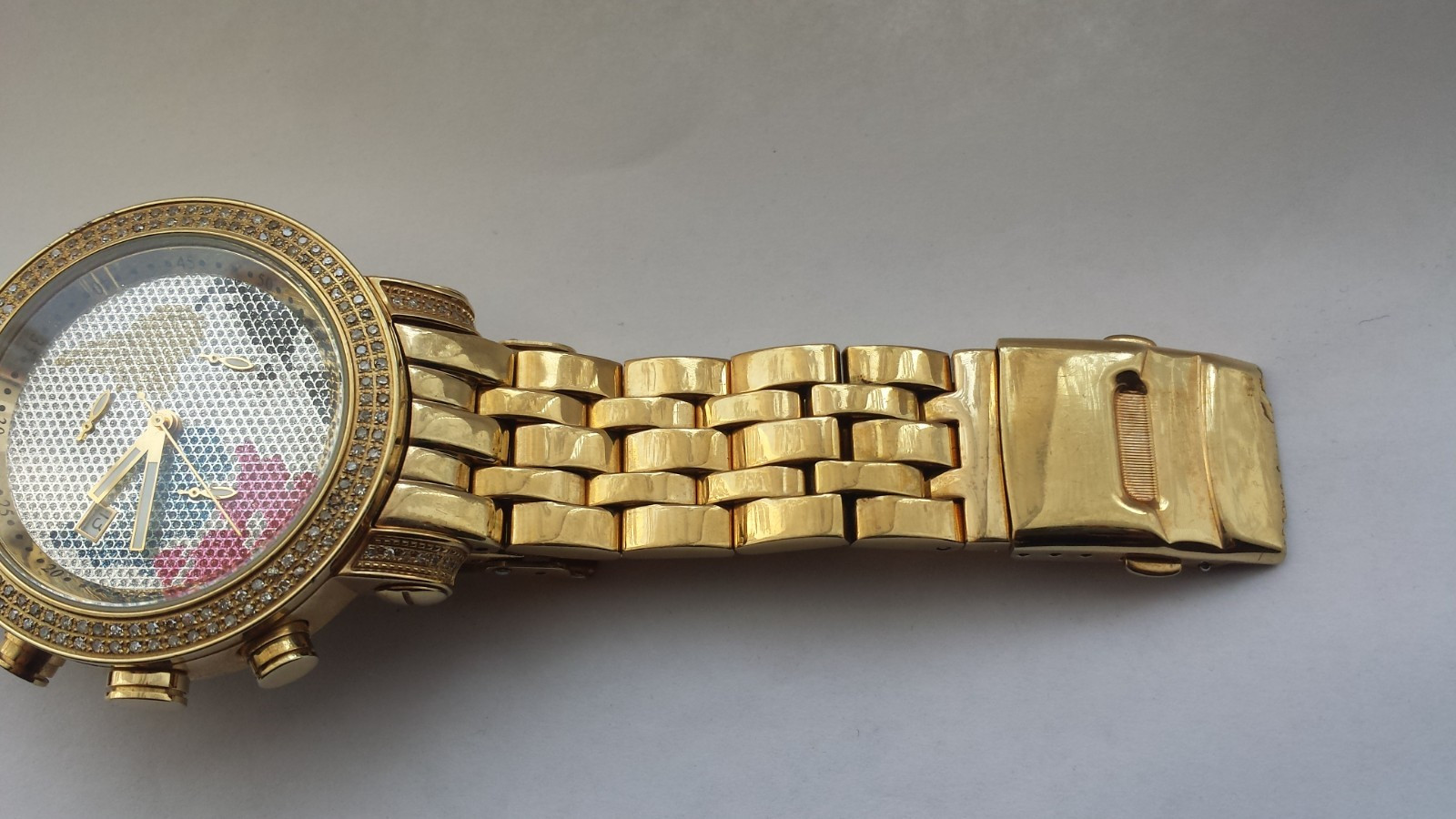 MENS JOJO RODEO 1.75 ct Diamond JCL48 Classic World Map Gold Tone Gents Watch