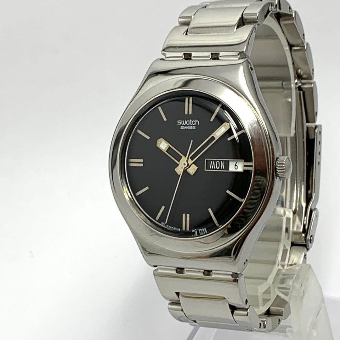Swatch IRONY Men’s Quartz Watch Black Dial Day Date Calendar Swiss Made Used