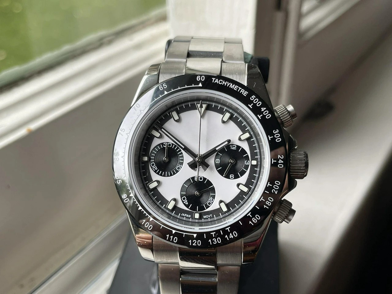 Custom Built Chronograph Watch | VK63 Quartz | White Dial & Burgundy Sub-Dials