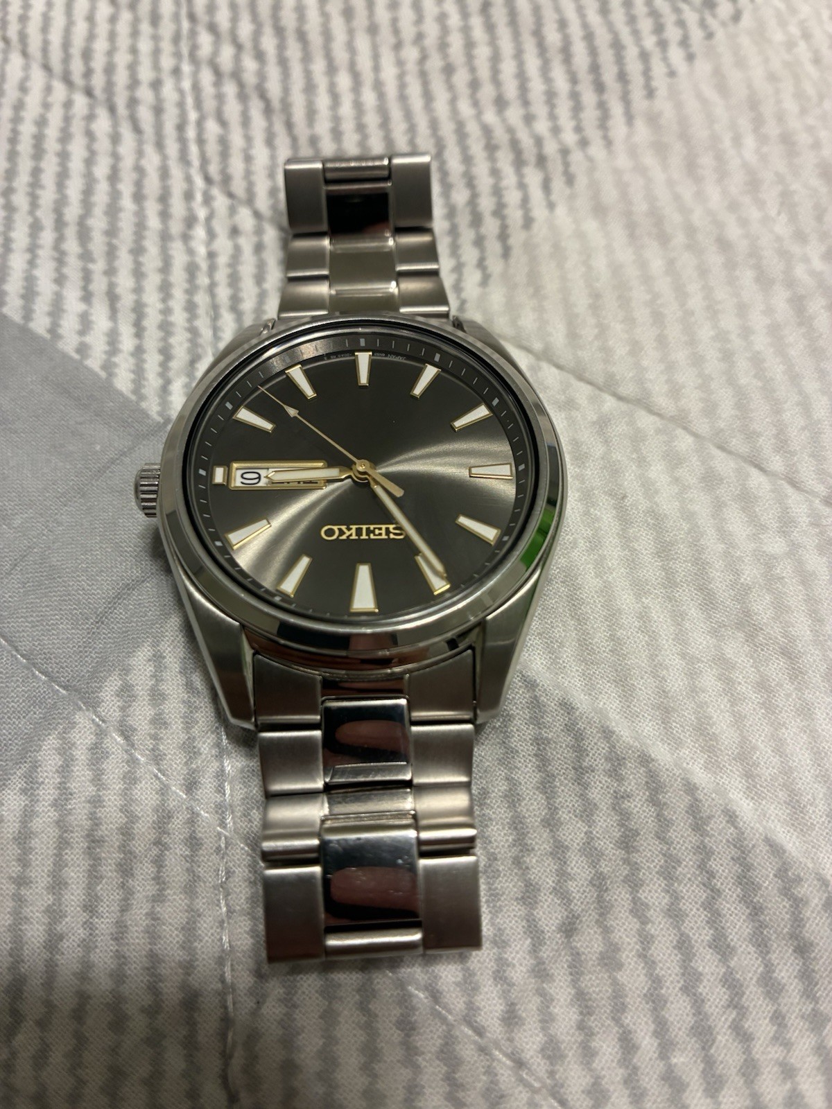 Seiko Men’s Watch Essentials Charcoal Dial Stainless Steel Bracelet SUR343