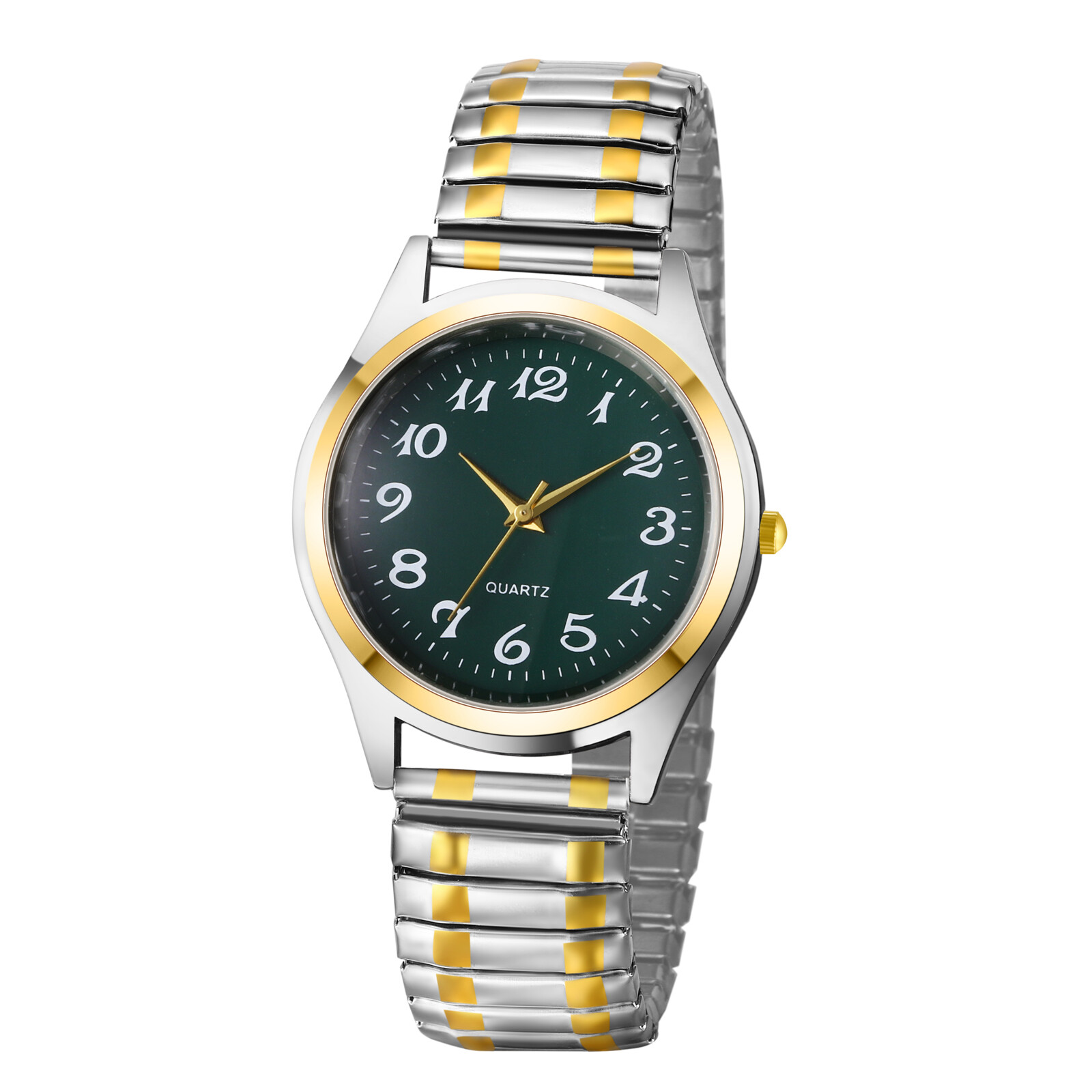 Couples Mens Womens Quartz Wrist Watch Easy Reader Stainless Steel Elastic Strap