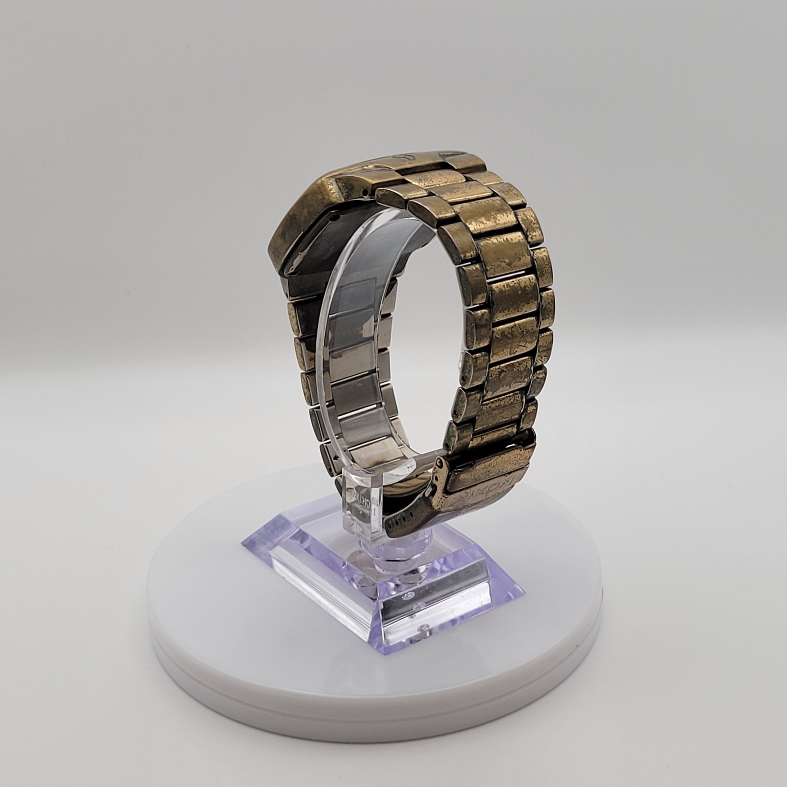 Nixon The Player Antique Brass Watch Distressed Bronze Diamond Dial 100M 8K