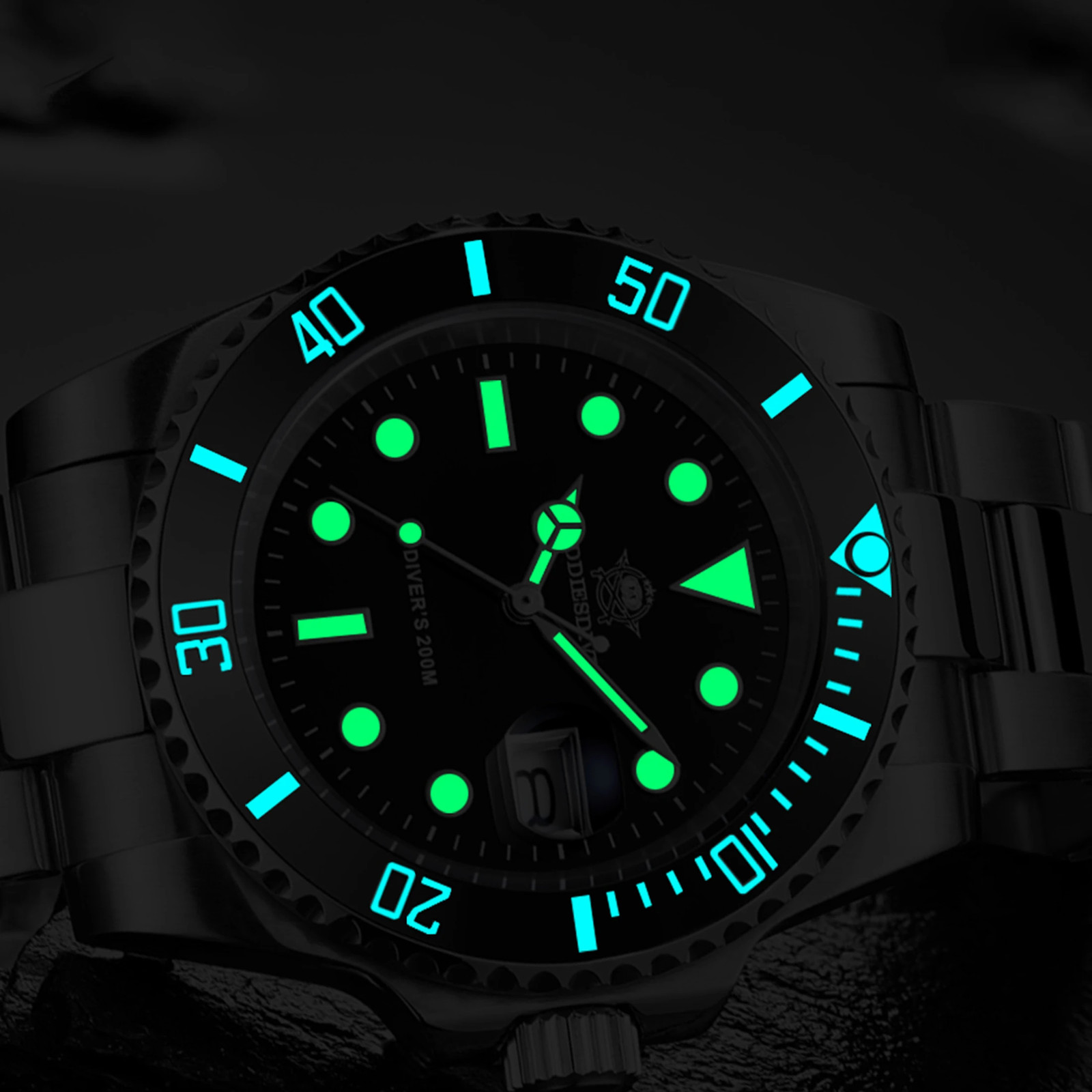 41MM ADDIESDIVE Quartz 200M Waterproof Watch Men Diver Luminous Stainless Steel