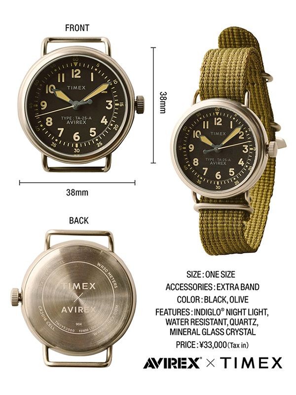 AVIREX TIMEX Watch Avirex 50th Anniversary TIMEX TYPE 25A Midget 7835973002 AVIR