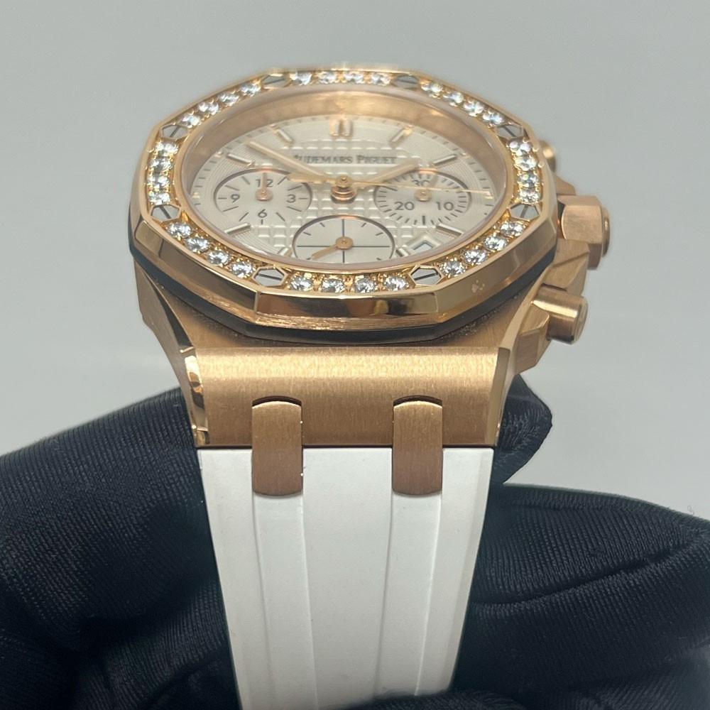 Audemars Piguet 26231OR.ZZ.D010CA.01 Rose Gold Lady Tapisserie 37mm Chrono Watch