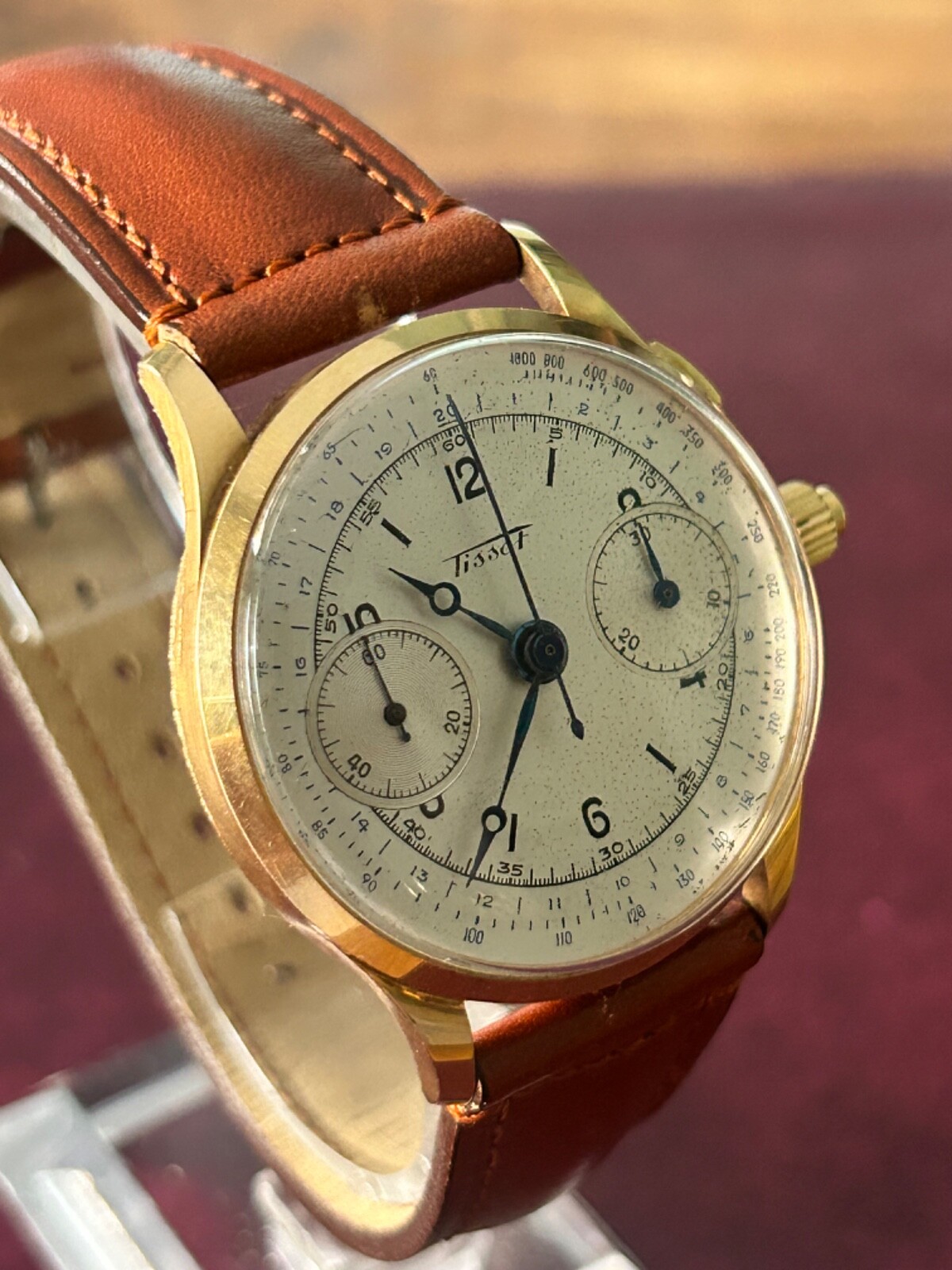 Tissot Chronograph Monopusher Rose Gold 18K Vintage Rare Cal. Lemania 15cht
