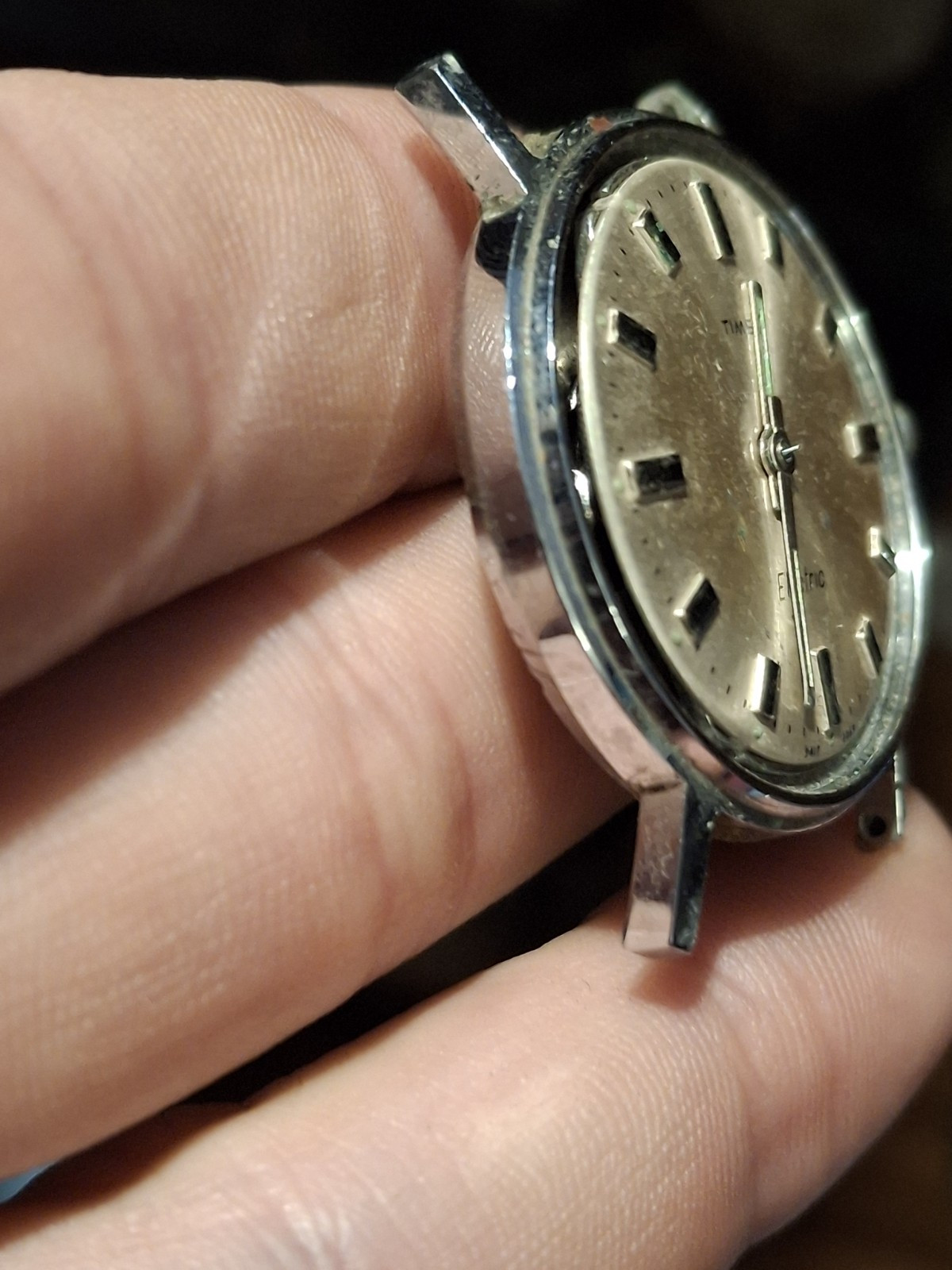 Timex Electric 1969 Silver Tone Mens Vintage 1960s Retro Watch
