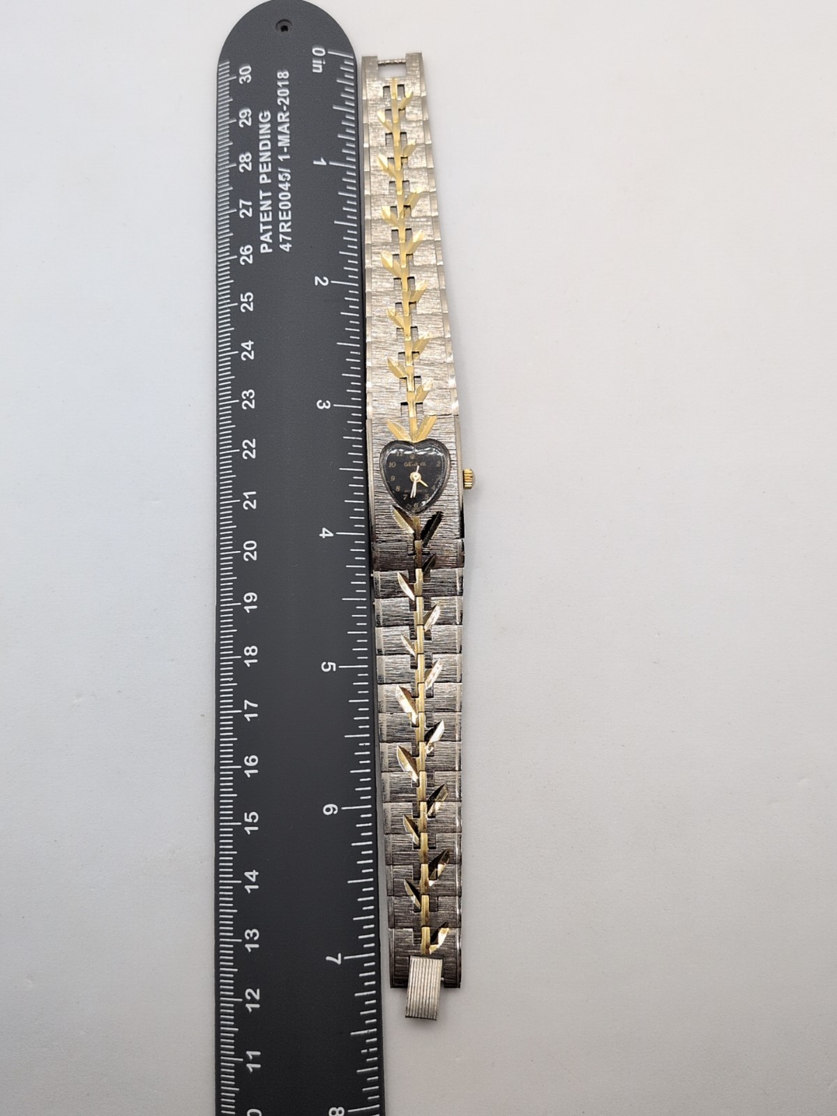 Geneva Antimagnetic Manual Watch Heart Shaped Bezel Brushed Silver Gold 7.5″
