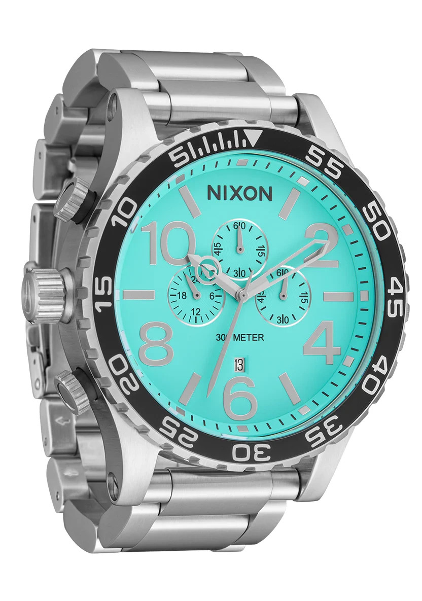 Nixon 51-30 Chrono – Silver Turquoise Watch – Model # A1389-2084-00 BEST SELLER!