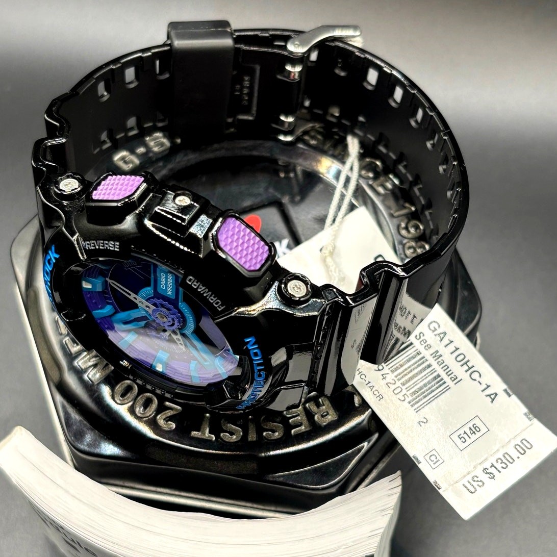 Casio G-Shock GA-110HC-1A Hyper Color Blue Purple Men’s Watch NIBWT