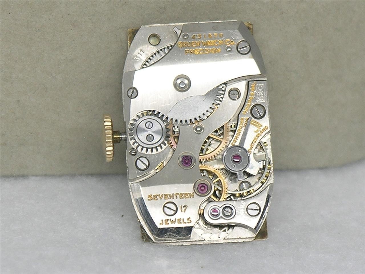 VINTAGE HUGE 47MM 14K GOLD FILLED GRUEN CURVEX WRISTWATCH, SIGNED 3X, SERVICED!