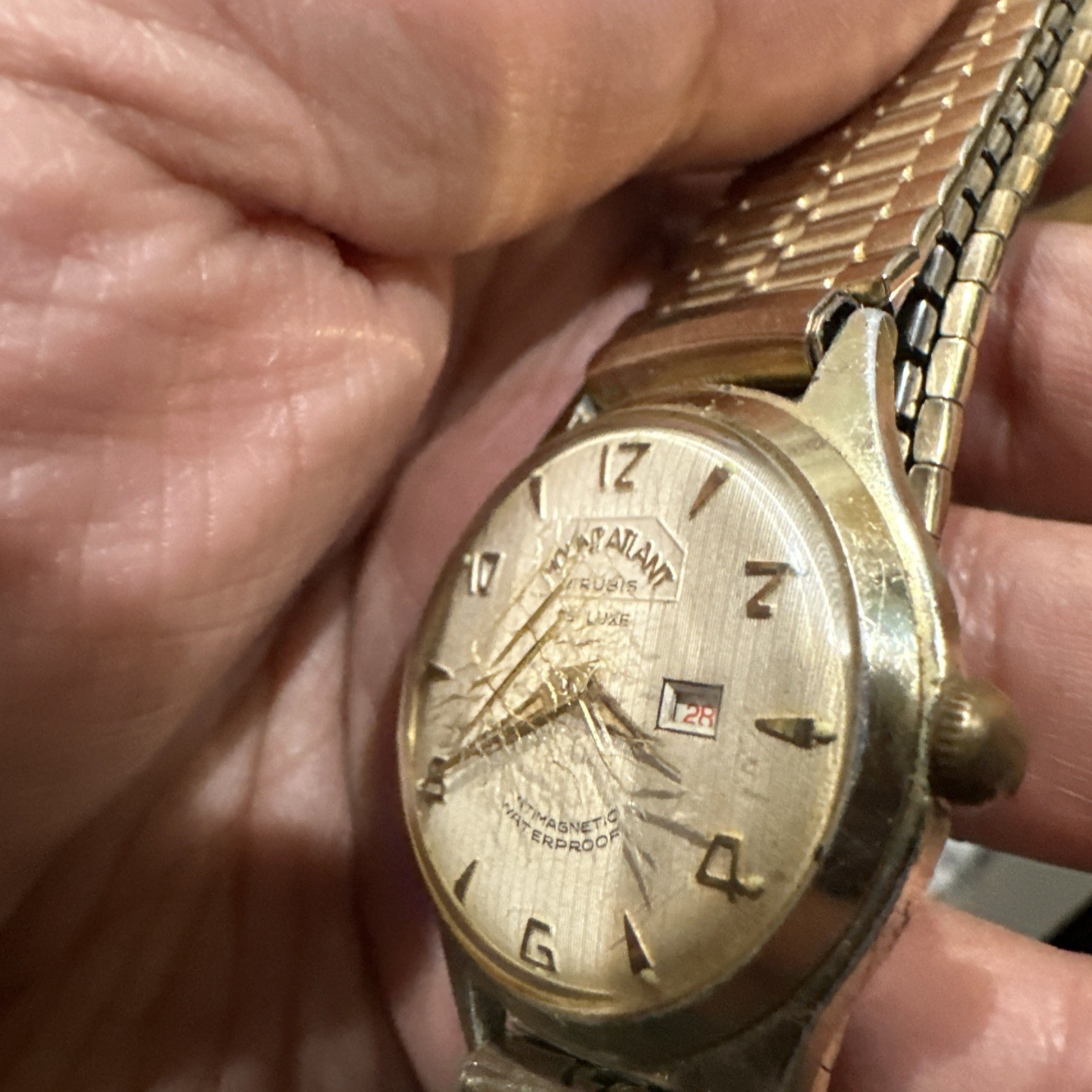 Working VTG Mount-Atlant Deluxe 33mm 21 Rubis Gold Manual Wind Mens Watch