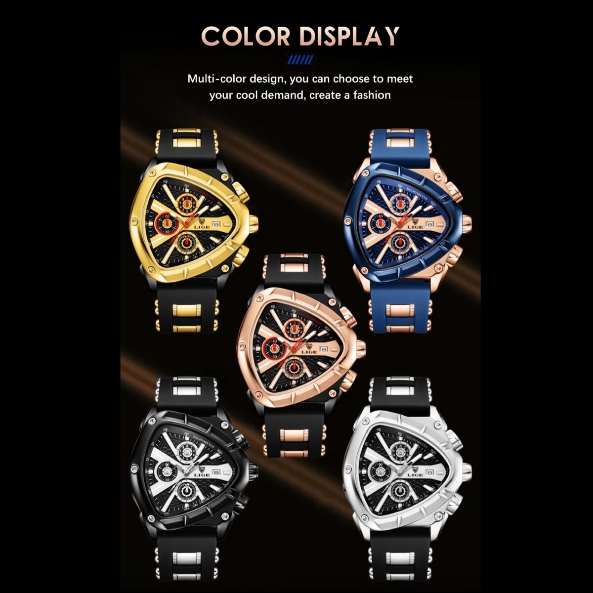 LIGE Men’s Watch Quartz Sport Date Chronograph Waterproof Luxury Man Wristwatch
