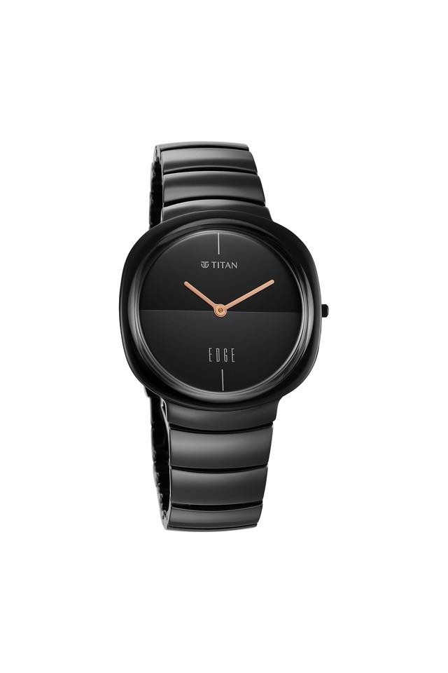 Titan Edge Squircle Unisex Analogue Quartz Watch – Black Dial with Black Ceramic