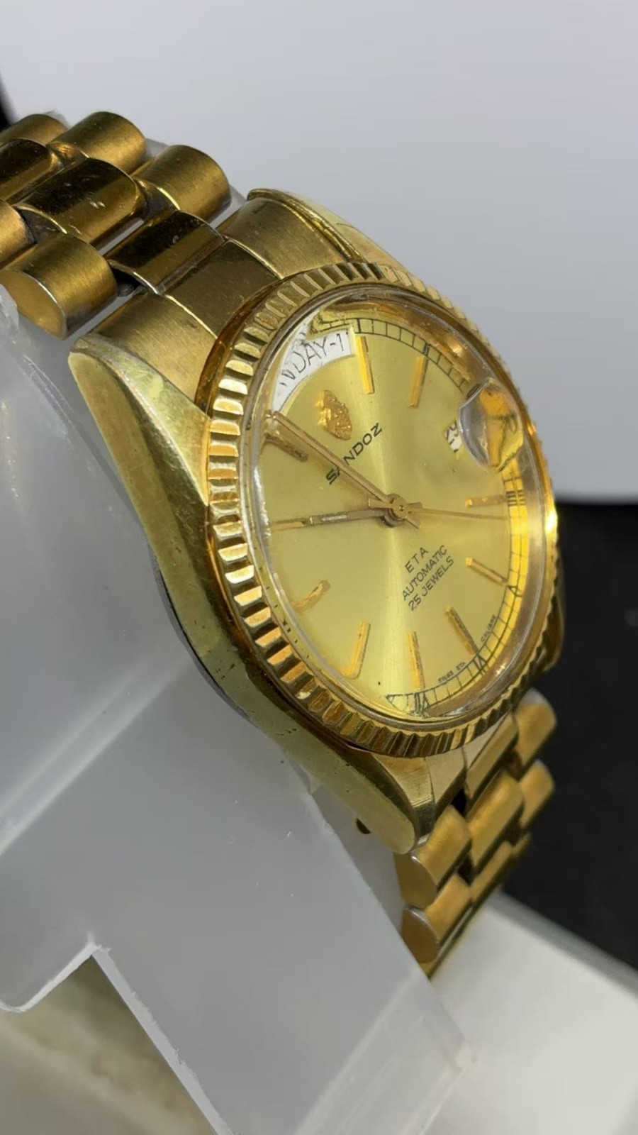 SANDOZ 35.5mm SWISS ETA 2834-2 25J AUTOMATIC President Men’s Watch (Lot2816)