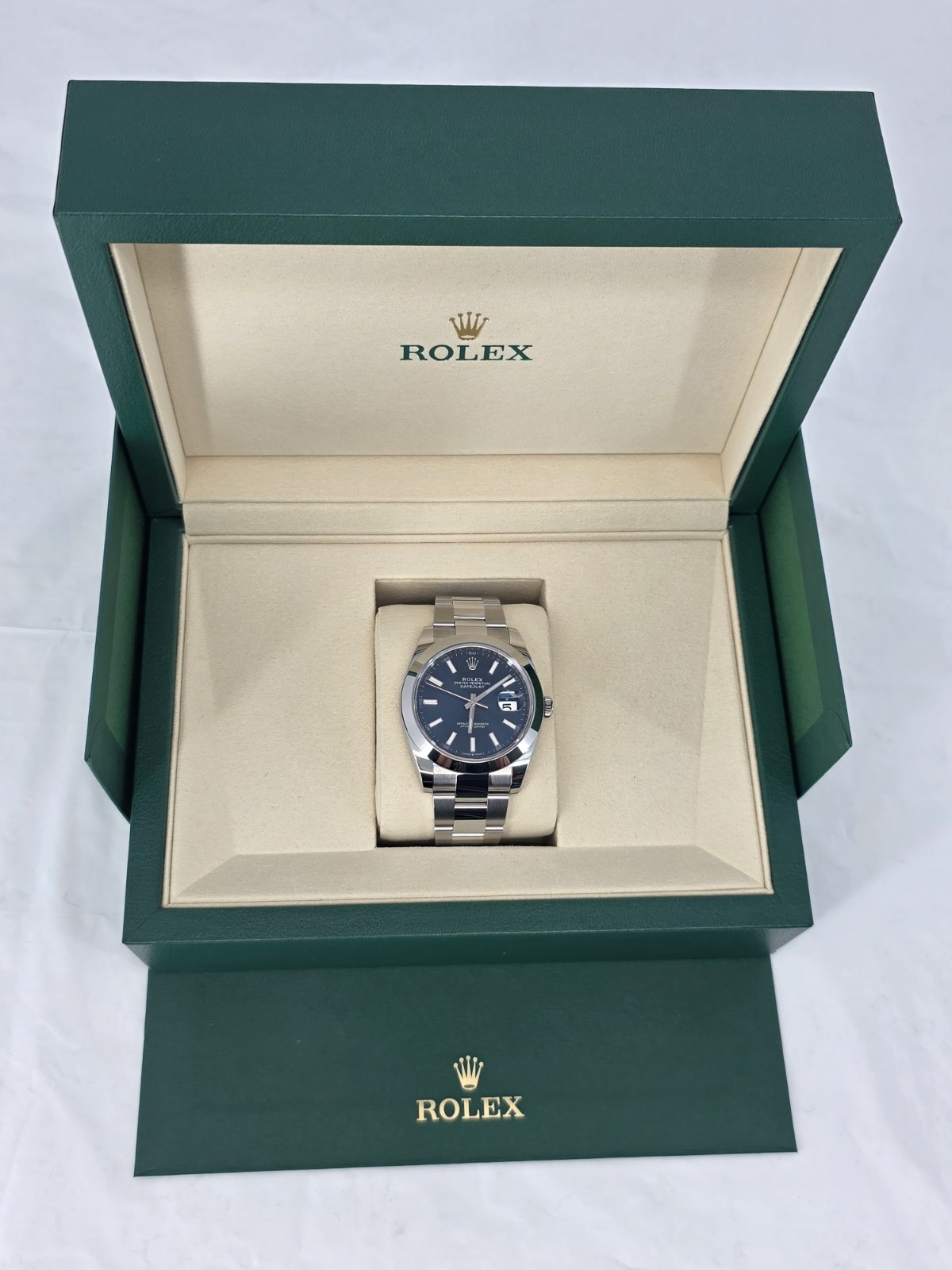 New 2026 Rolex Datejust 41 126300 Blue Dial Oyster Smooth Box And Papers
