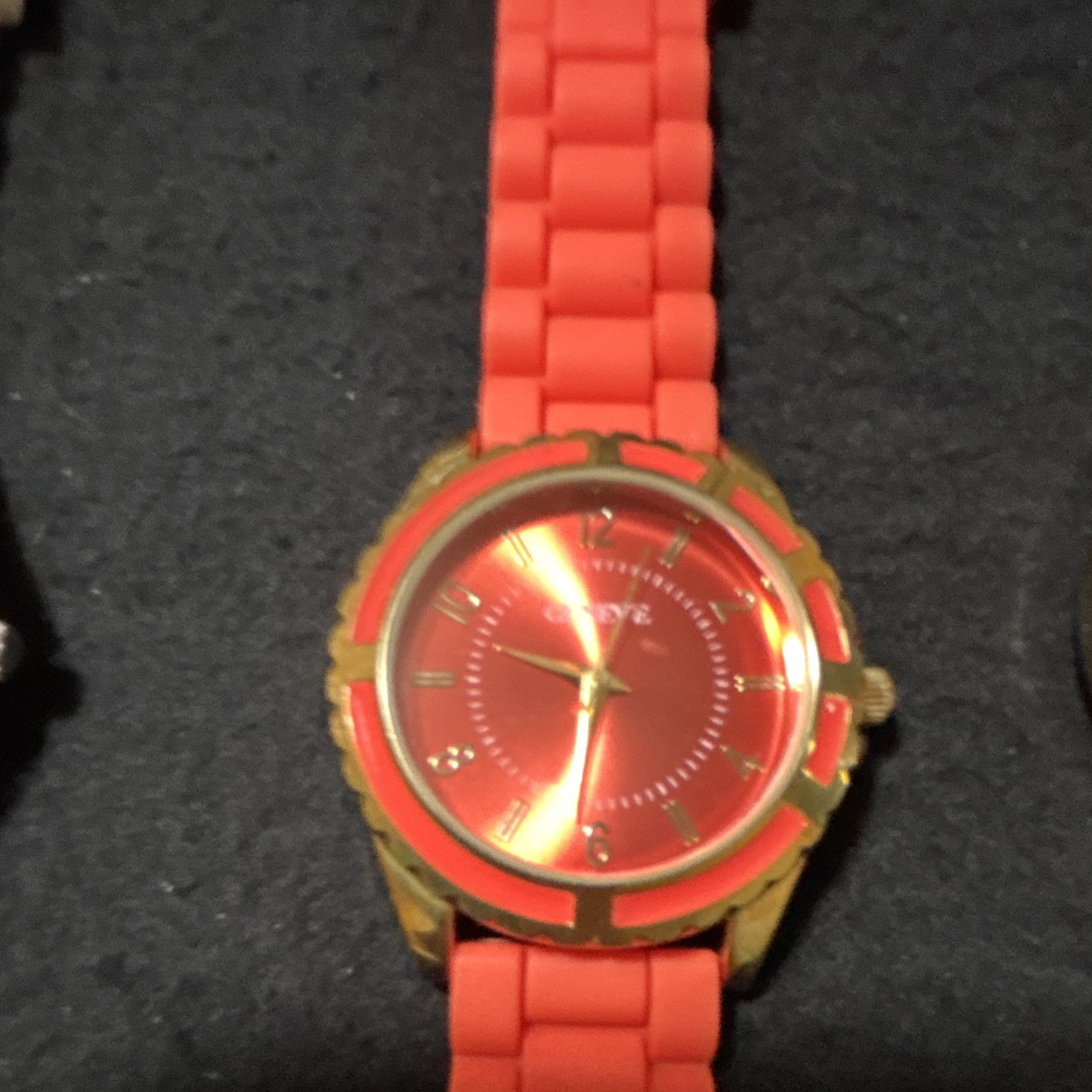 Geneve Lot of 4 Round Analog Watches Blue/White/Red/Black Rubber Straps