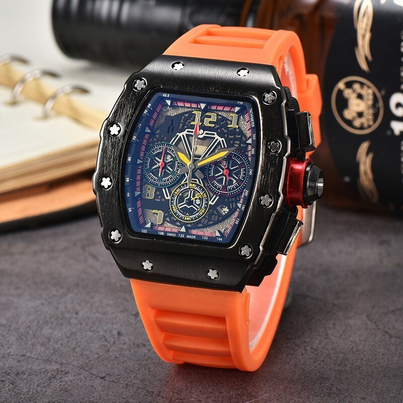 Richard Technolo Quartz Men’s Barrel-Shaped Fashion Hollow Calendar Watch