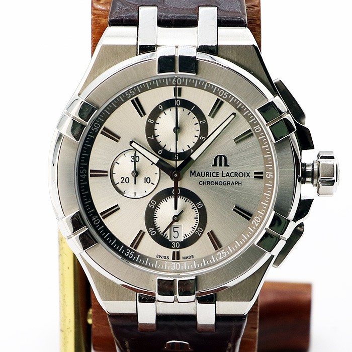 Maurice Lacroix Aikon Chronograph AI1018 Automatic Watch 45mm Silver Dial