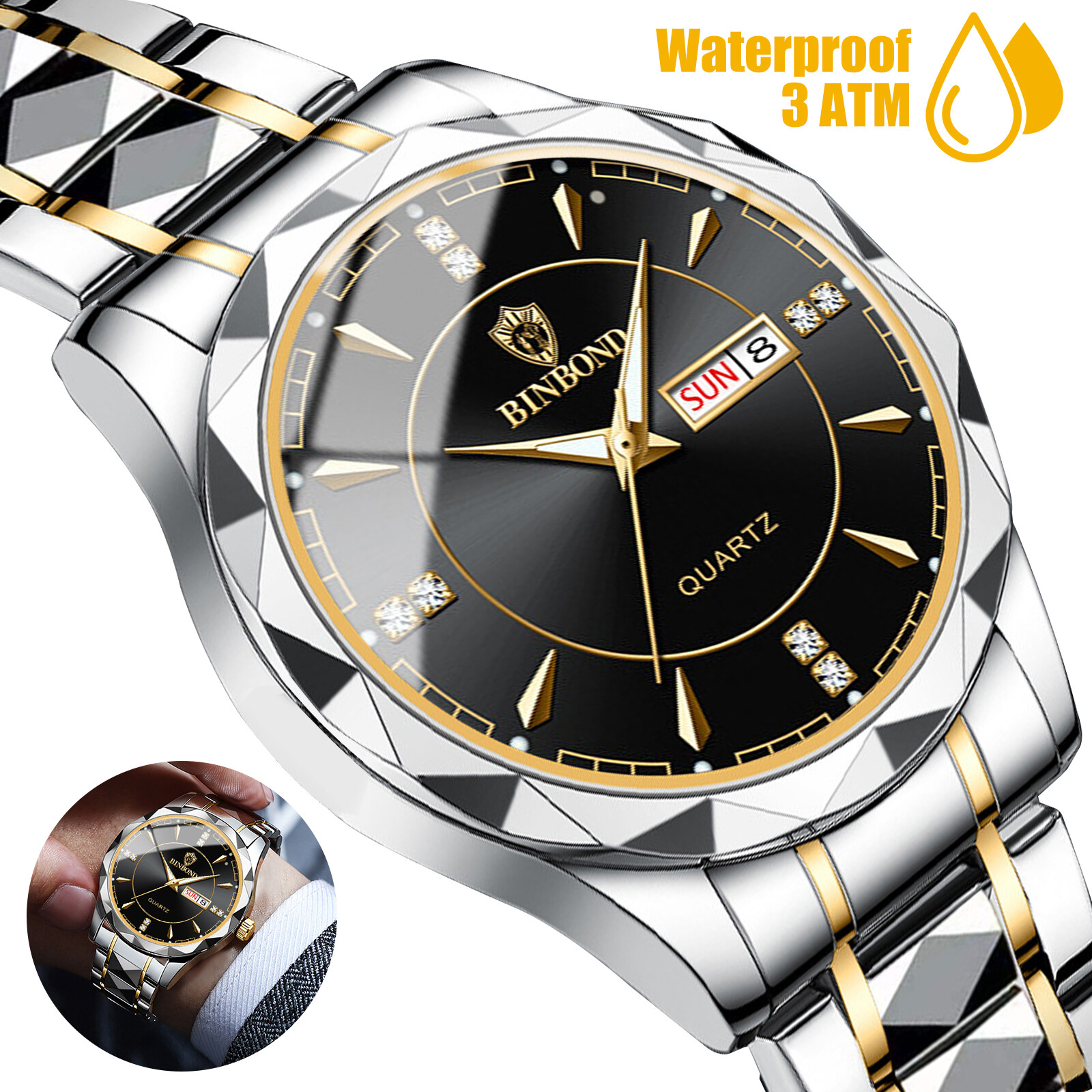Men Quartz Watch Stainless Steel Waterproof Luminous Classic Business Wristwatch