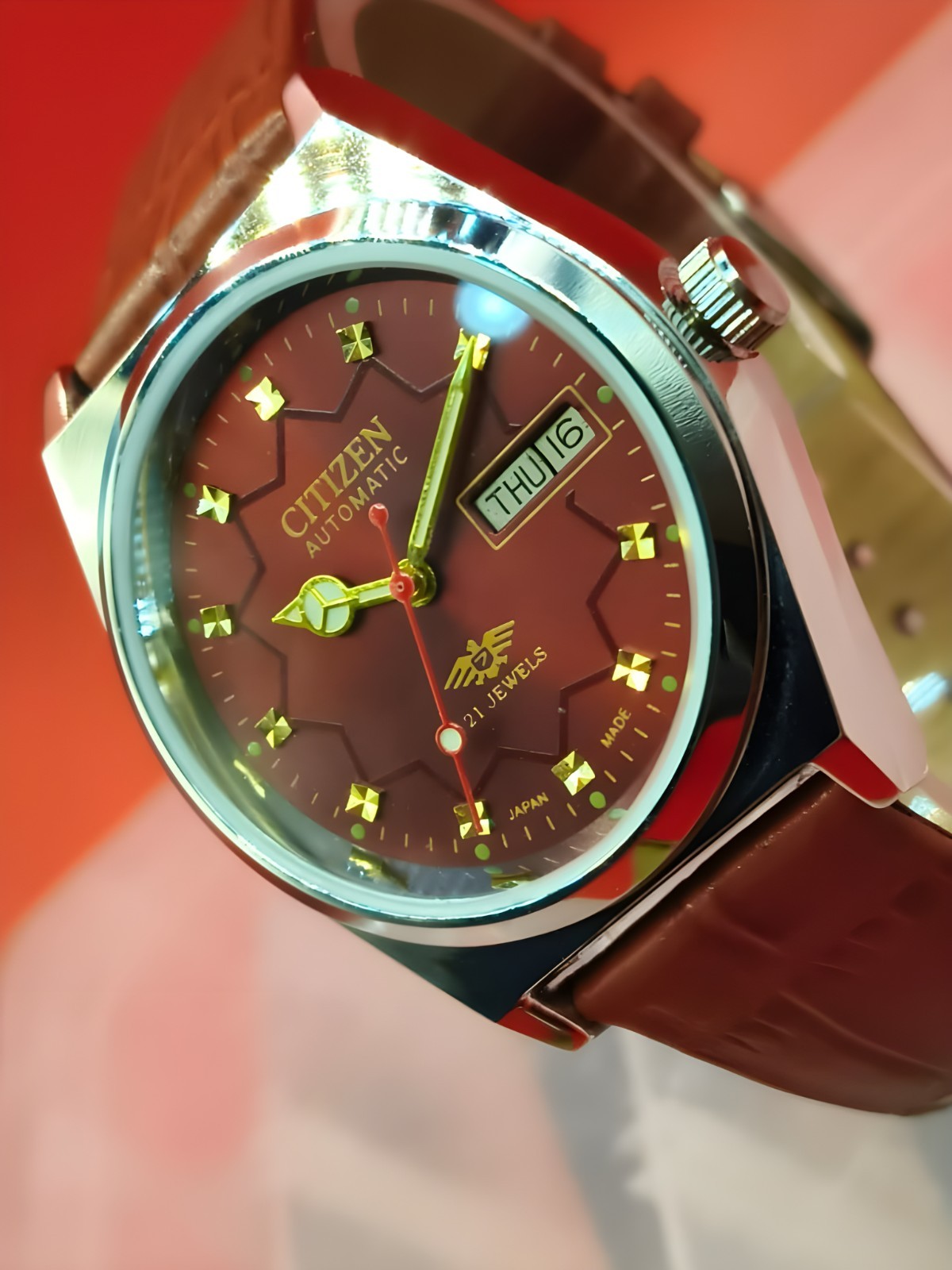 Automatic 8200 21Jewels Restored Dial Red DayDate Mens Japan Watch Vintage 36