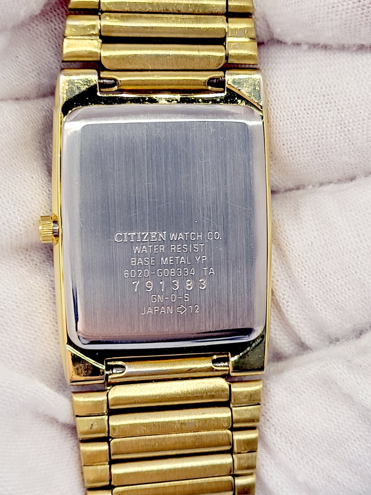 [N. MINT] 1987 Citizen Tank Quartz Men’s Watch Black Gold Tone New Battery 7.7″