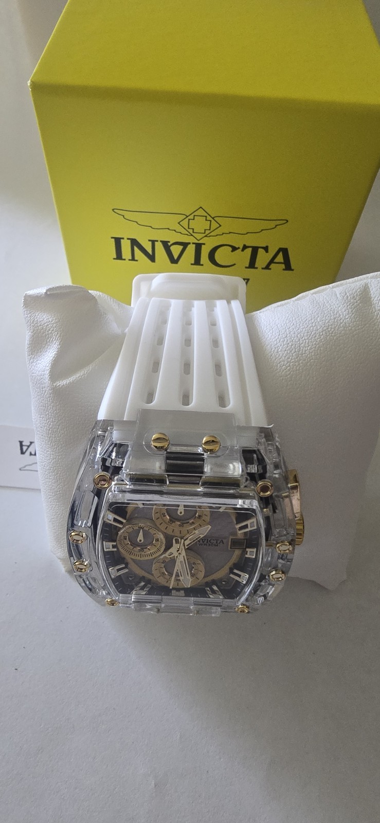 Invicta S1 Rally 70147 Men’s 42mm Quartz Chronograph Watch Clear/Gold NIB