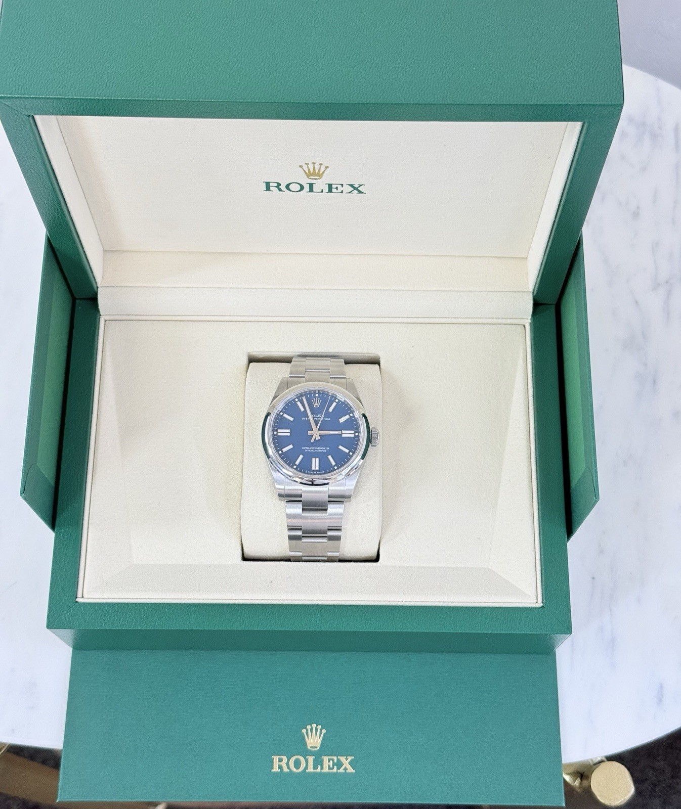 Rolex Oyster Perpetual 134300 Silver Oyster Bracelet Blue Dial 41 mm (New)