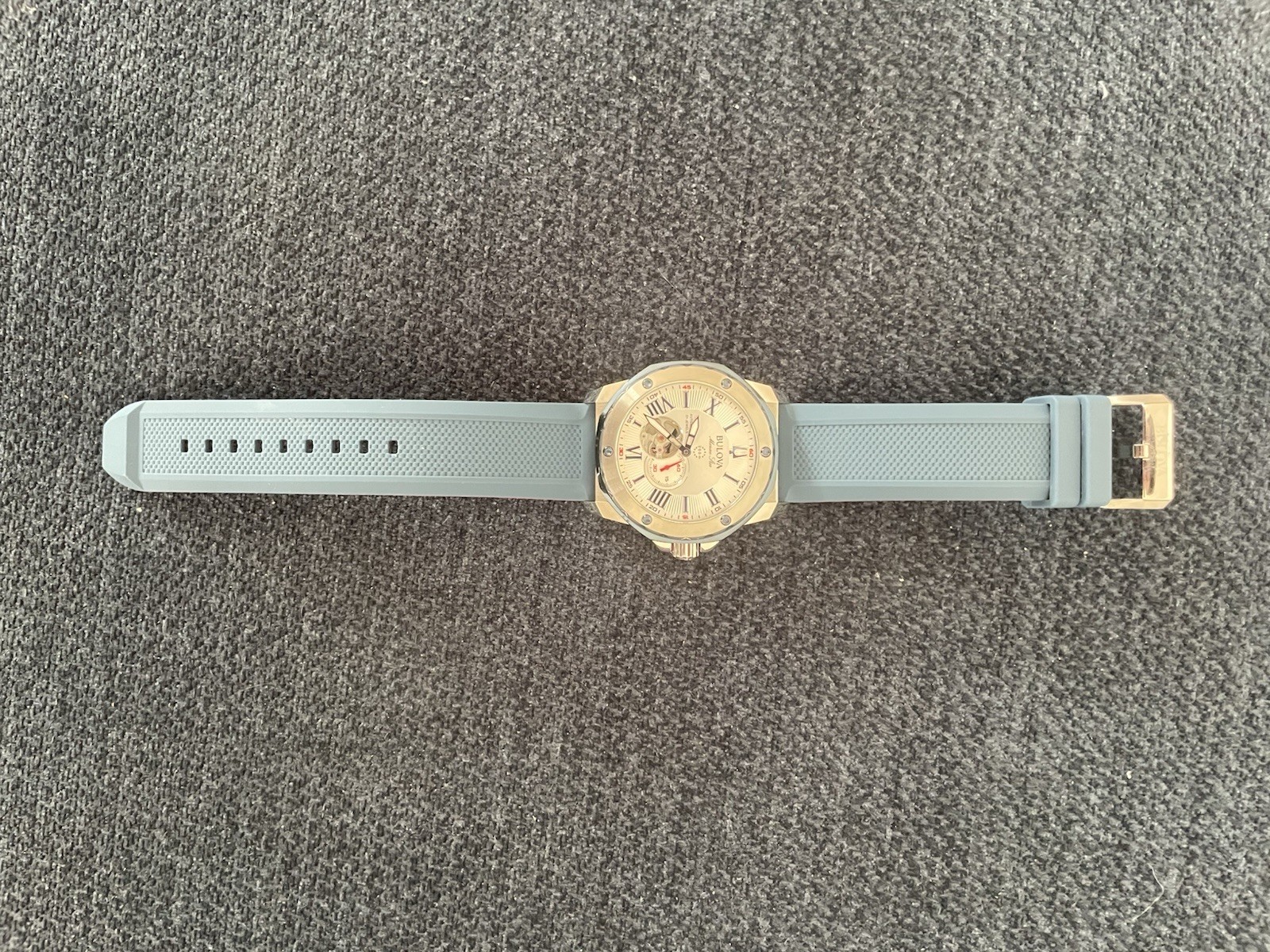 Bulova Marine Star Automatic 45mm White Dial Blue/Red Strap 98A225