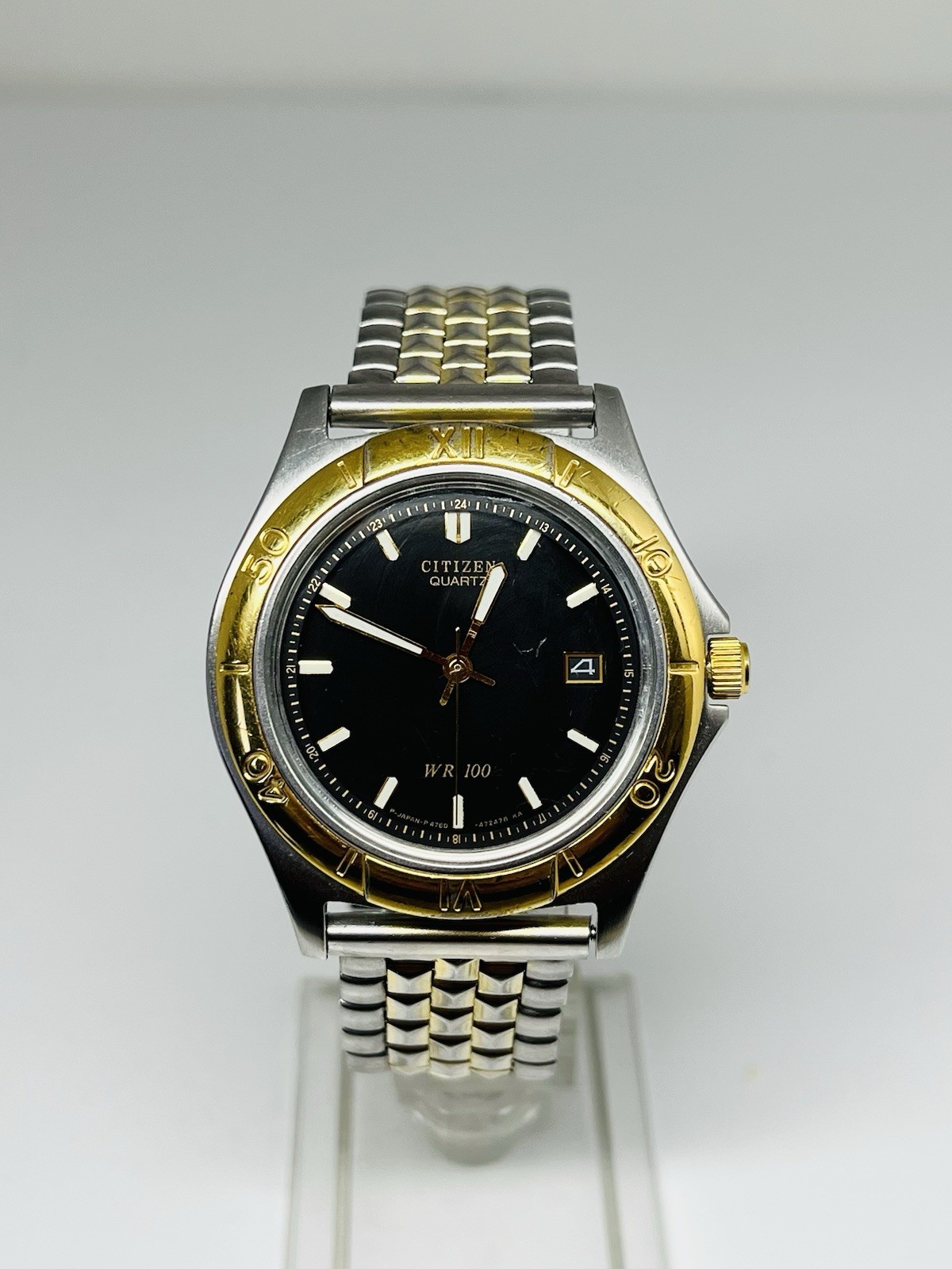 1980s Vintage Citizen WR100 Quartz Watch 38mm Stainless Steel Day Date