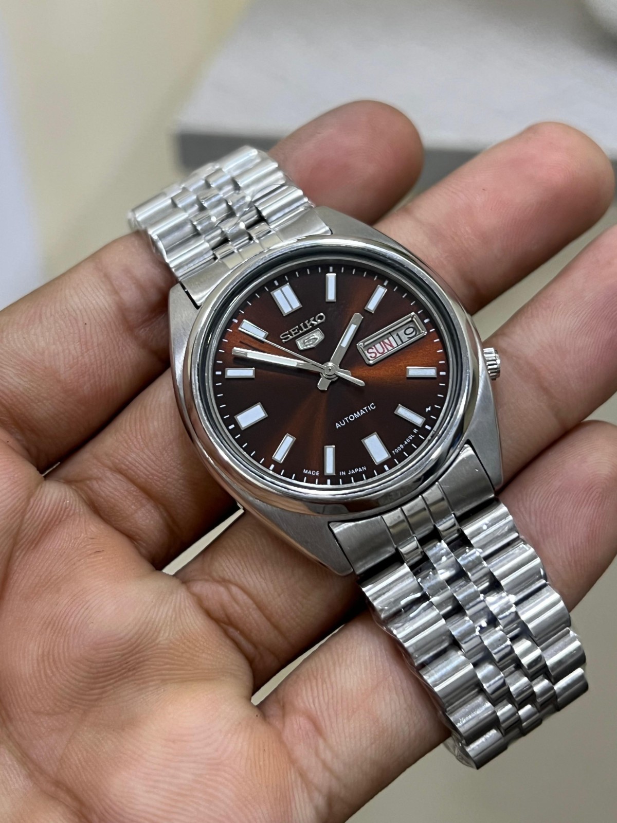 Seiko 5 Automatic Brown Dial Mens Watch Japan Made 7009