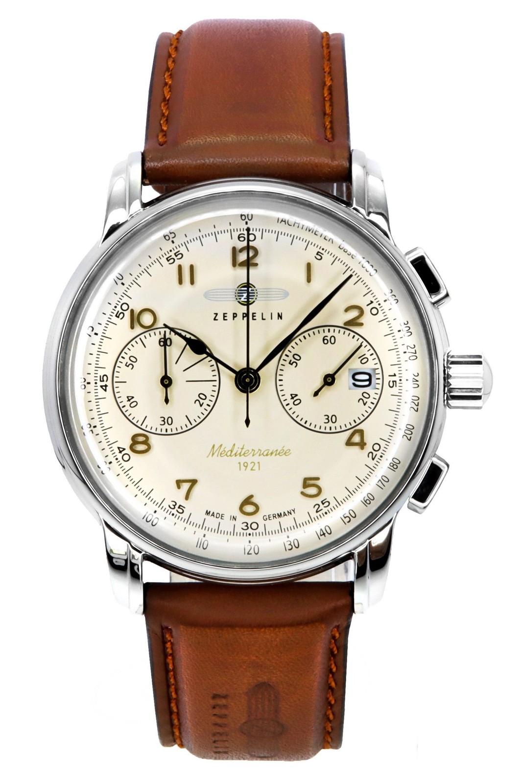 Zeppelin Mediterranee Chronograph Tachymeter Beige Dial Quartz Z96705 Mens Watch